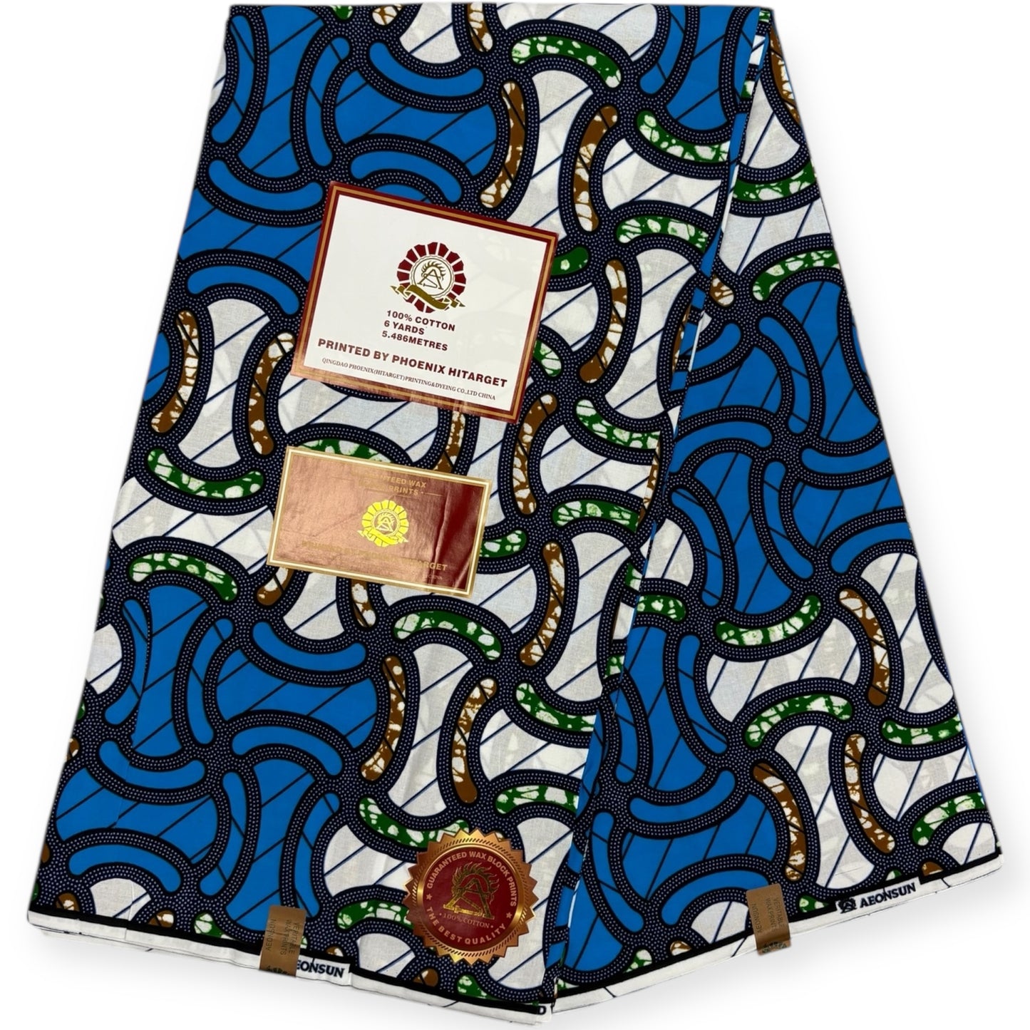 Wax Hitarget 6 Yards - 100% Coton - Blanc et Bleu - Soumawax Soumawax