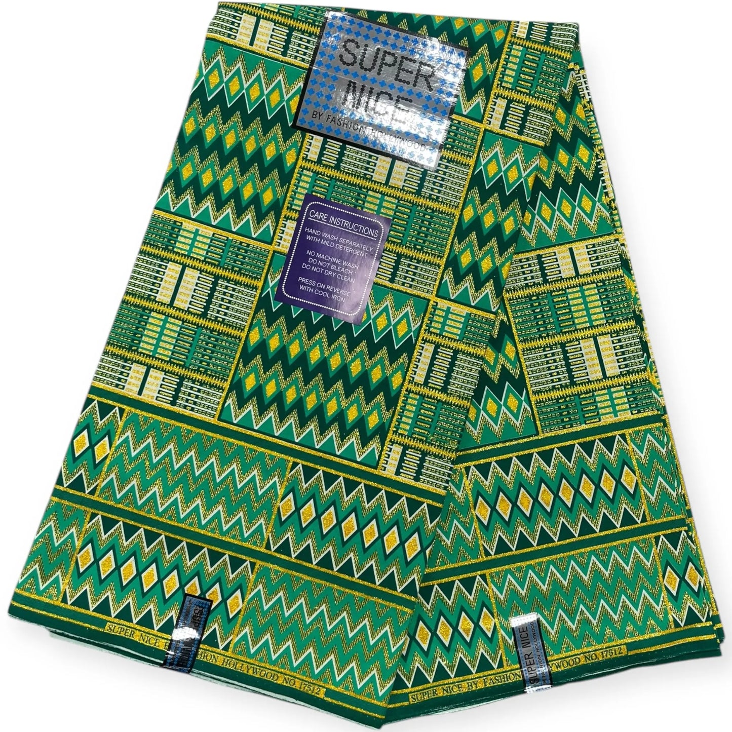 Pagne Wax Brillant Super Nice 6 Yards - Vert et Or Soumawax