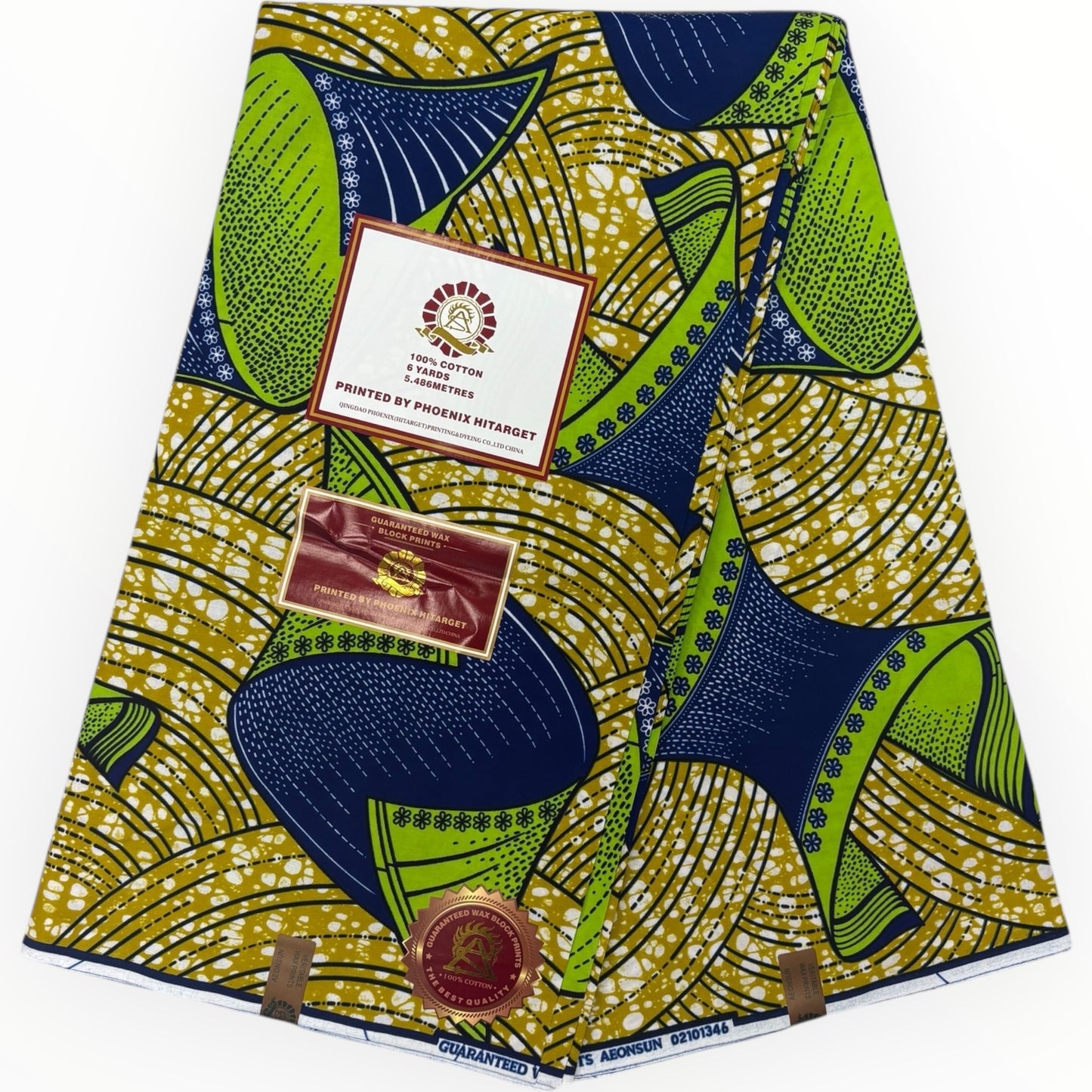 Wax Hitarget 6 Yards - 100% cotone - Oro, verde e blu