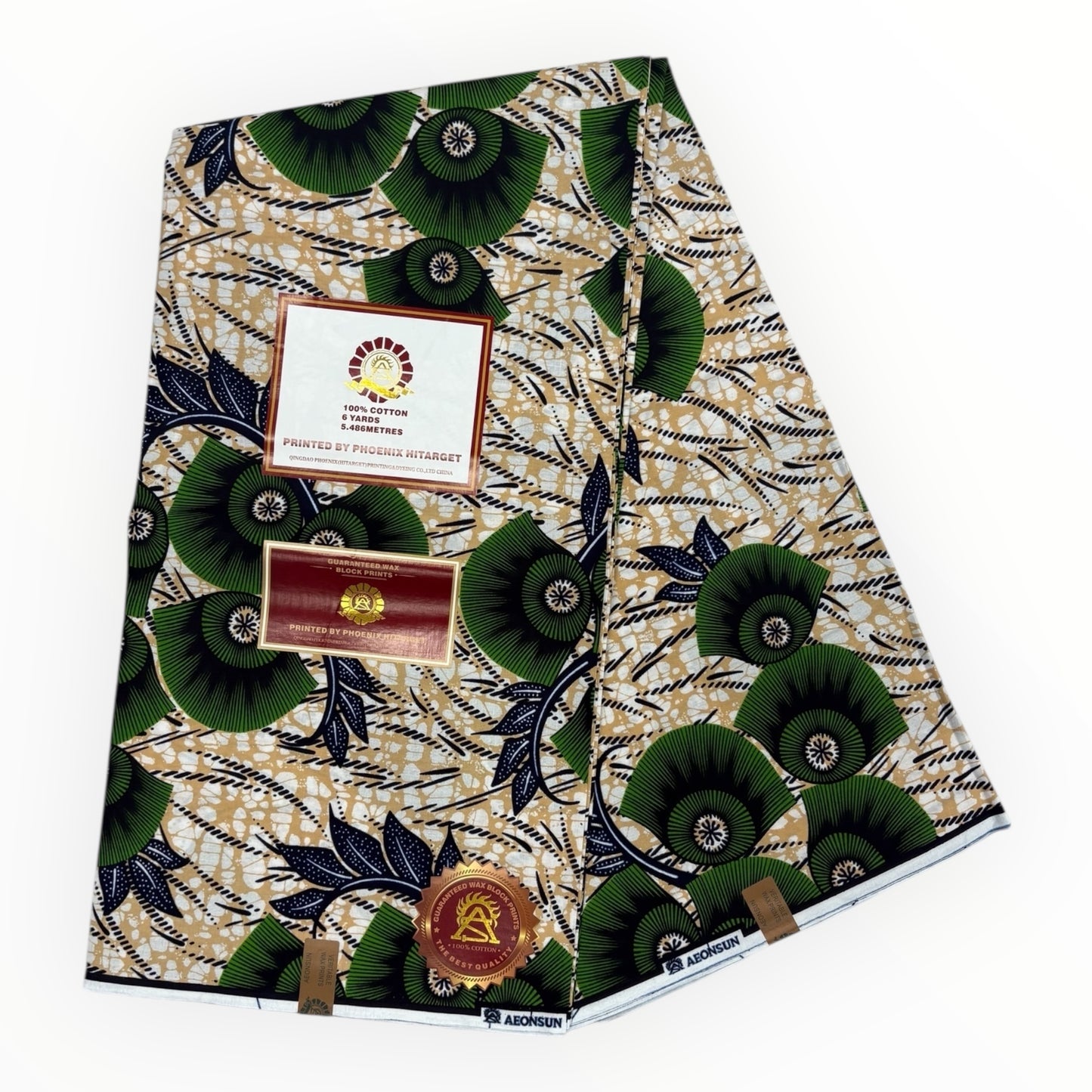 Wax Hitarget 6 Yards - 100% Coton - Rose Saumon et Vert