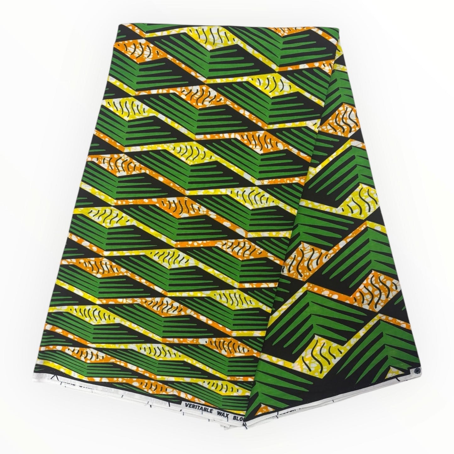 Wax Pagne Africain 6 Yards - 100% Coton - Vert, Jaune et Orange - Soumawax Soumawax