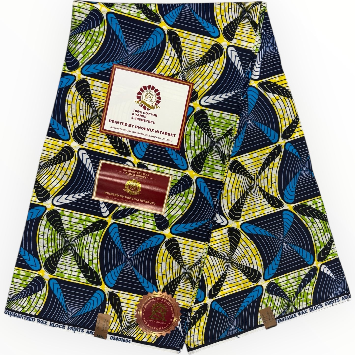 Wax Hitarget 6 Yards - 100% Cotton - Blue, Green and Yellow