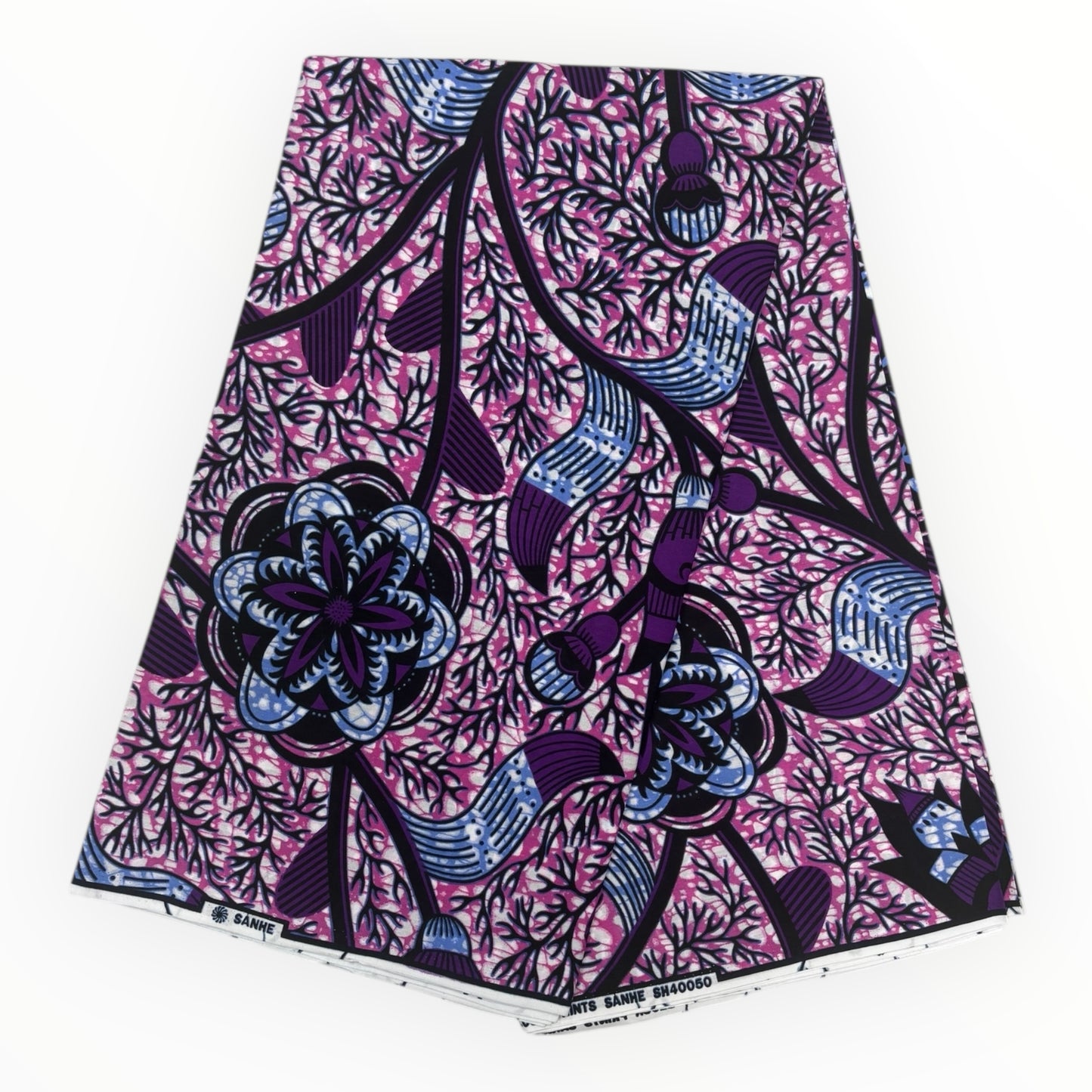 Stampa cerata africana 6 iarde - 100% cotone - Rosa e viola