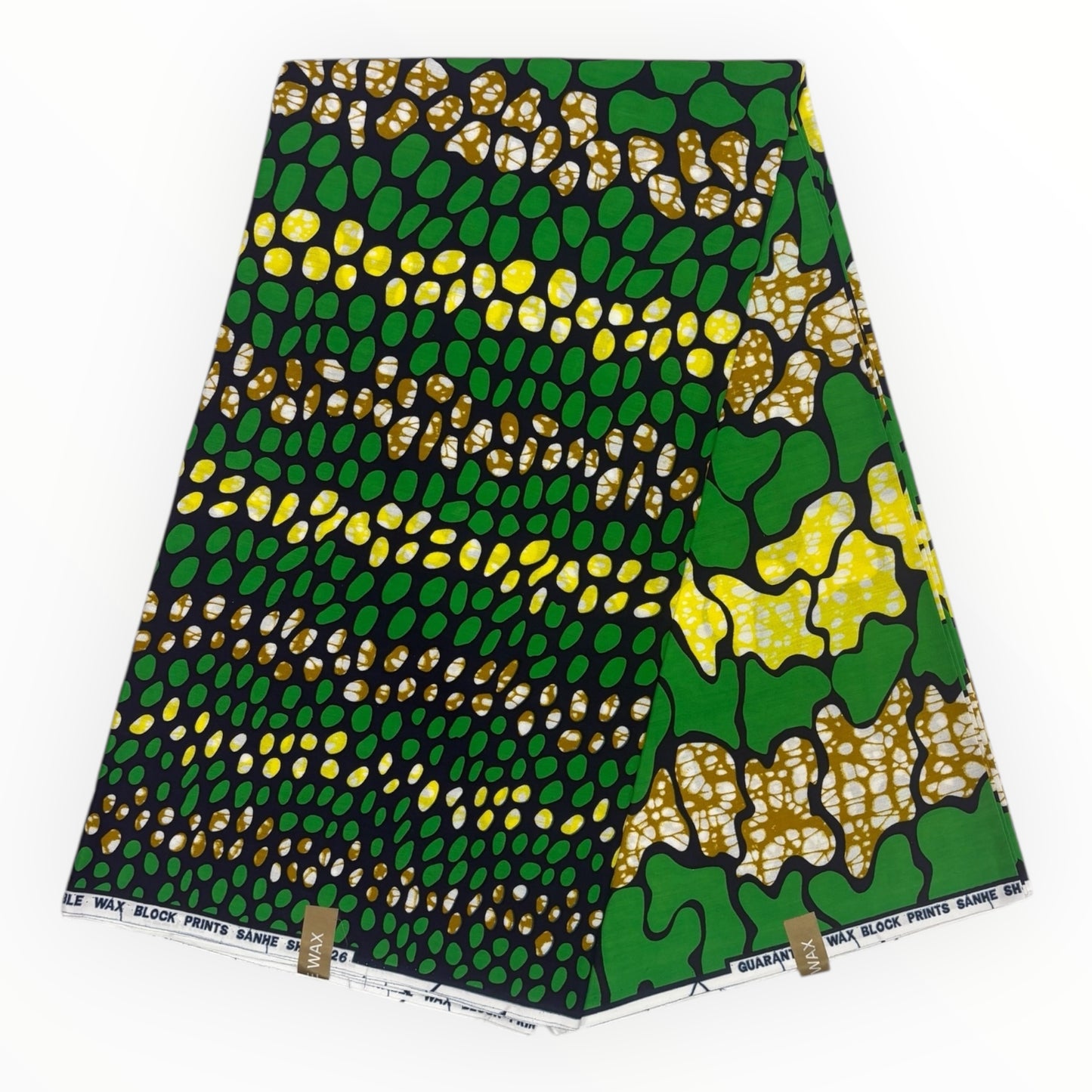 Stampa cerata africana 6 iarde - 100% cotone - Verde e giallo