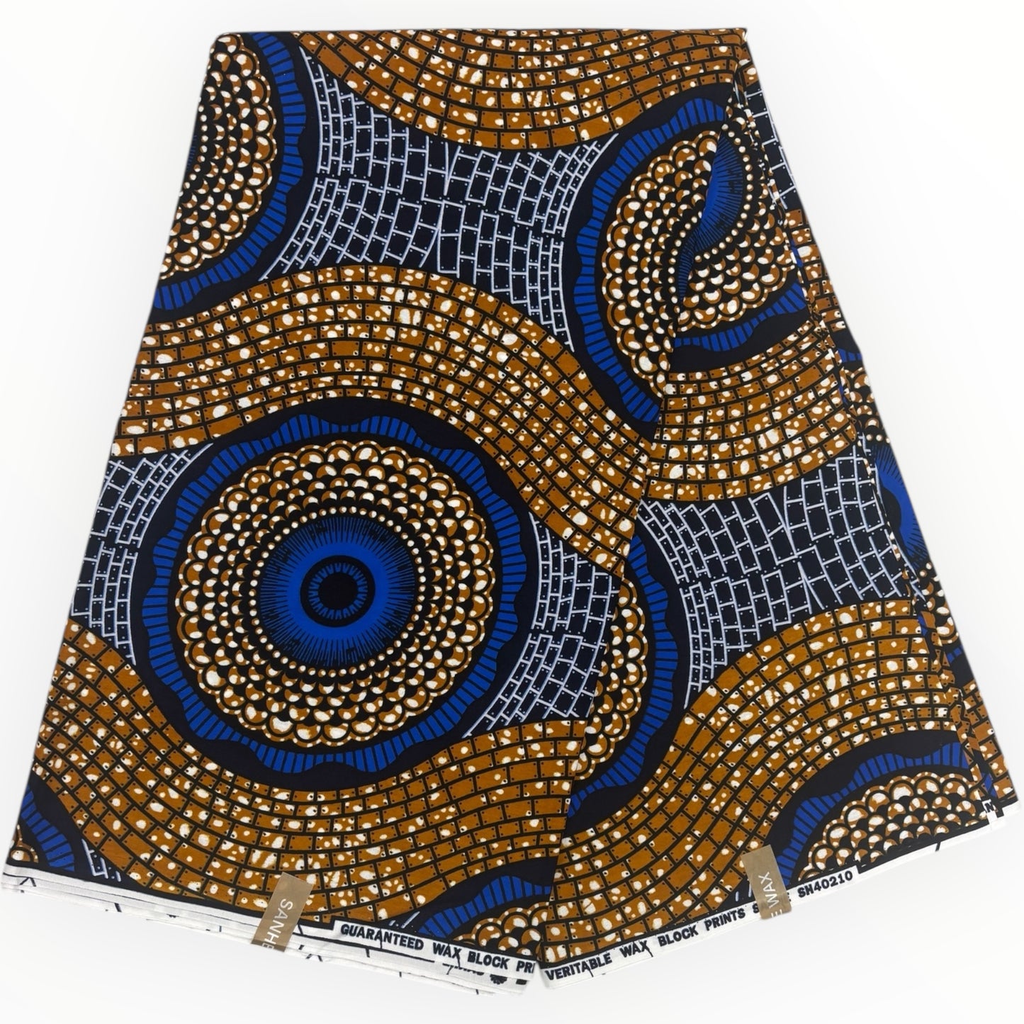 Stampa cerata africana 6 iarde - 100% cotone - marrone e blu