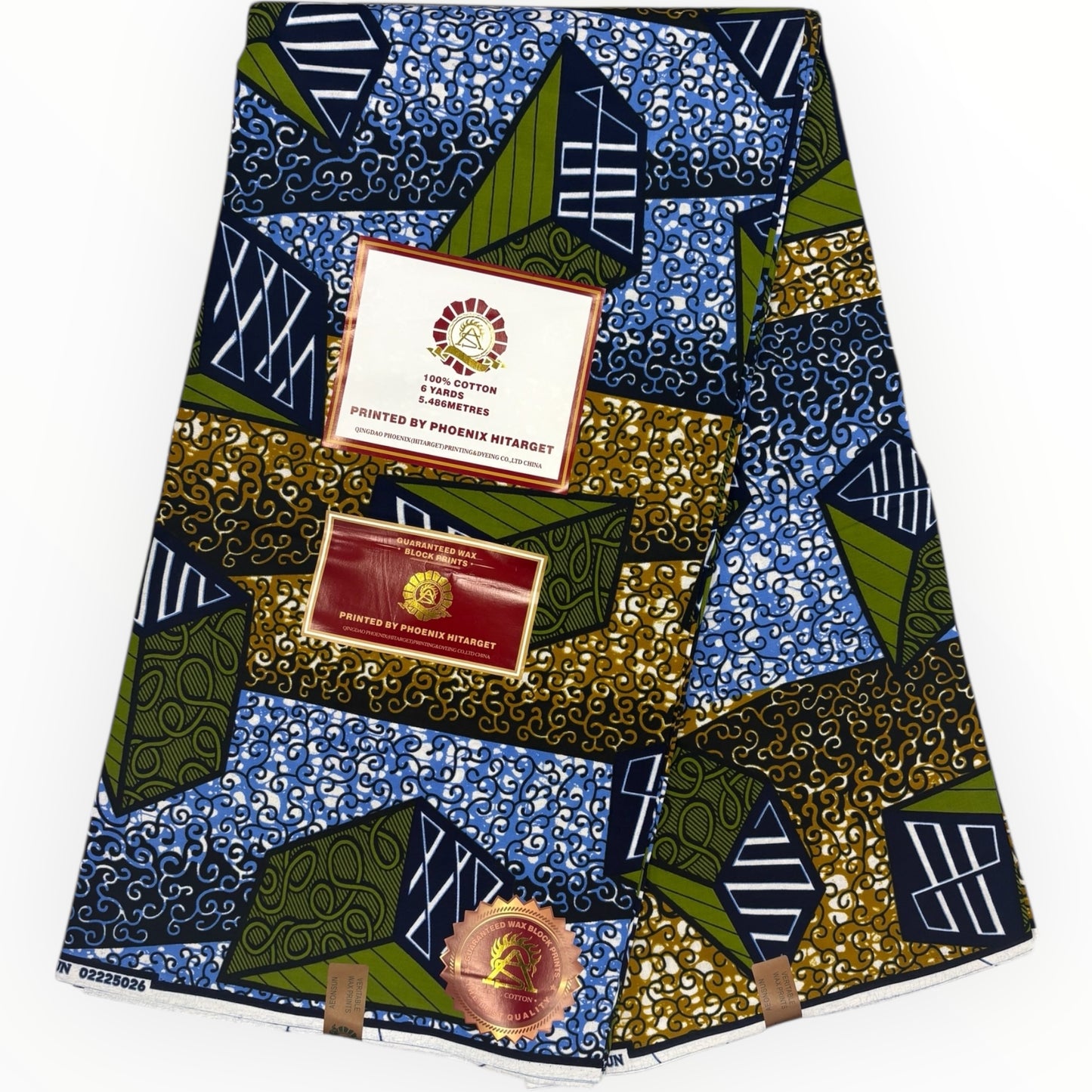 Wax Hitarget 6 Yards - 100% Cotton - Blue, Brown and Green