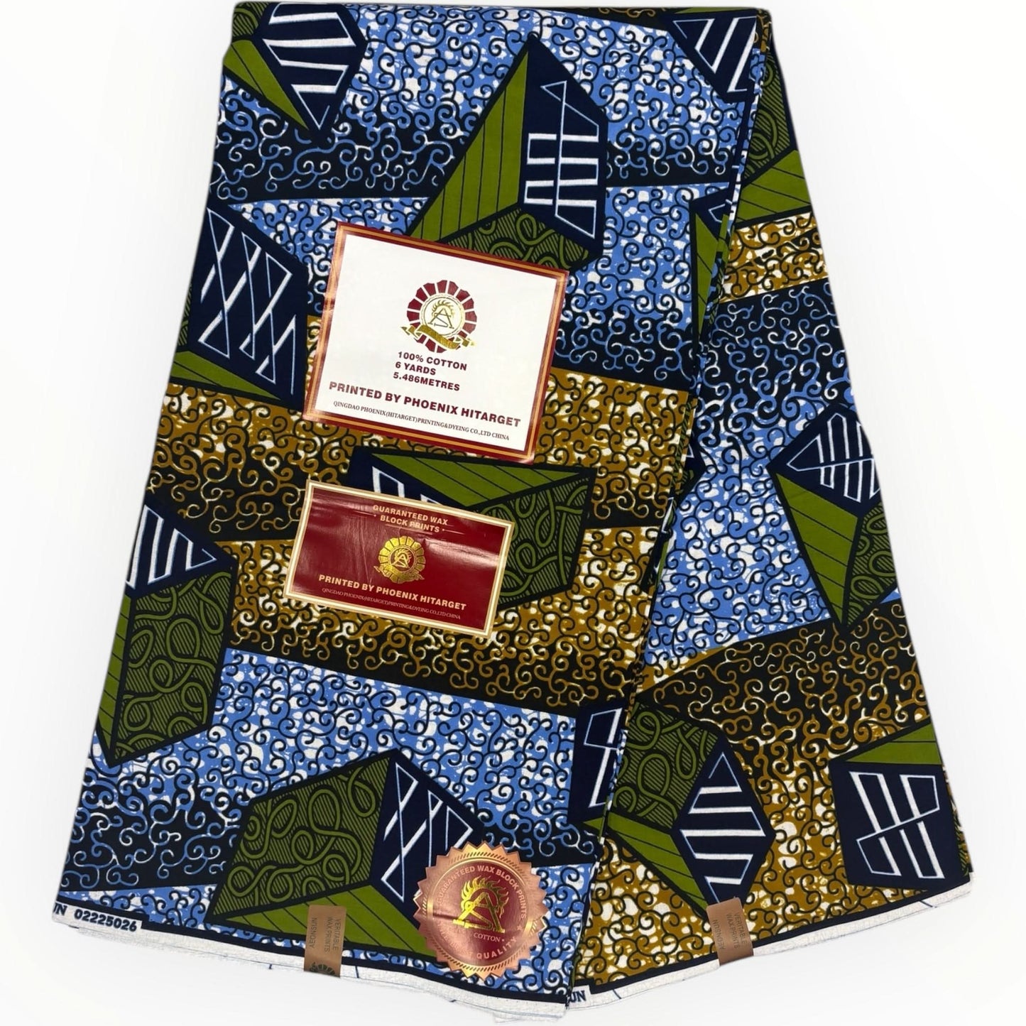 Wax Hitarget 6 Yards - 100% Coton - Bleu, Marron et Vert - Soumawax Soumawax