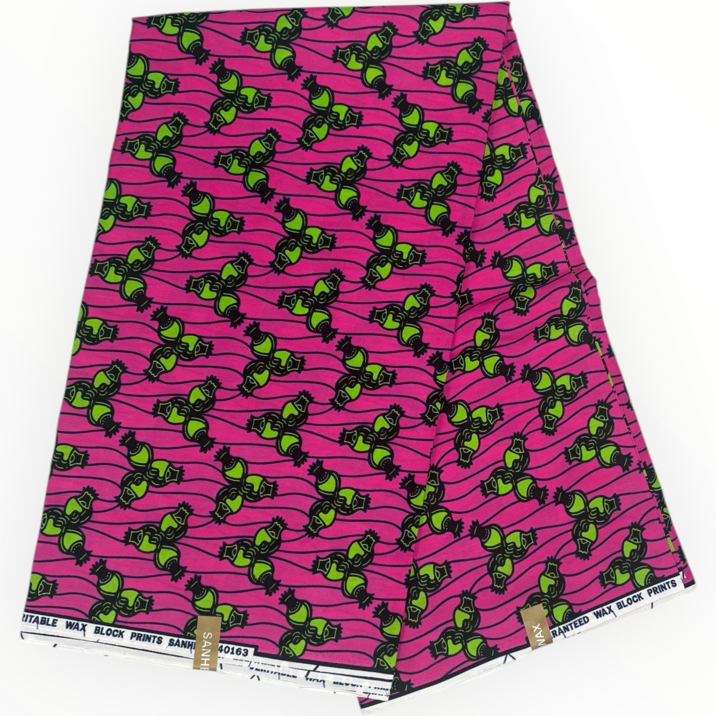 Stampa cerata africana 6 iarde - 100% cotone - Rosa e verde