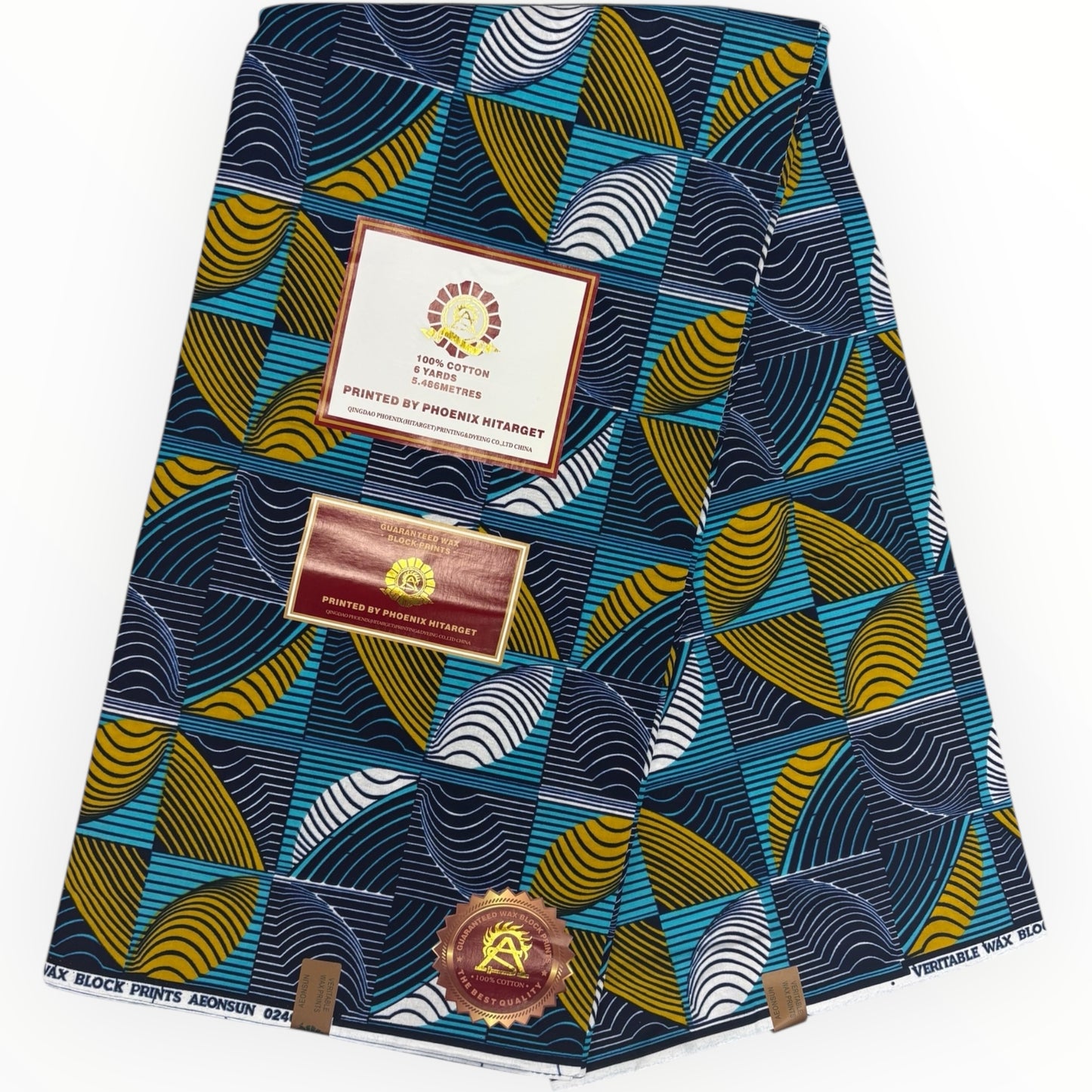 Hitarget Wax 6 Yards - 100% cotone - Blu e oro