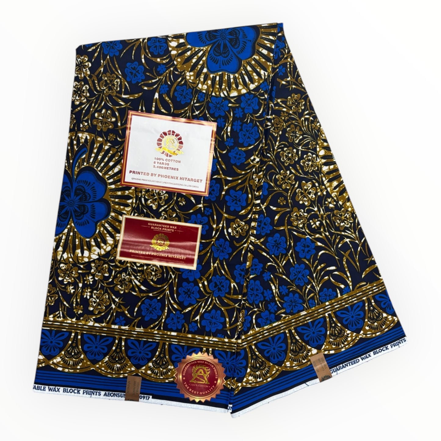 Wax Hitarget 6 Yards - 100% Cotton - Brown and Blue
