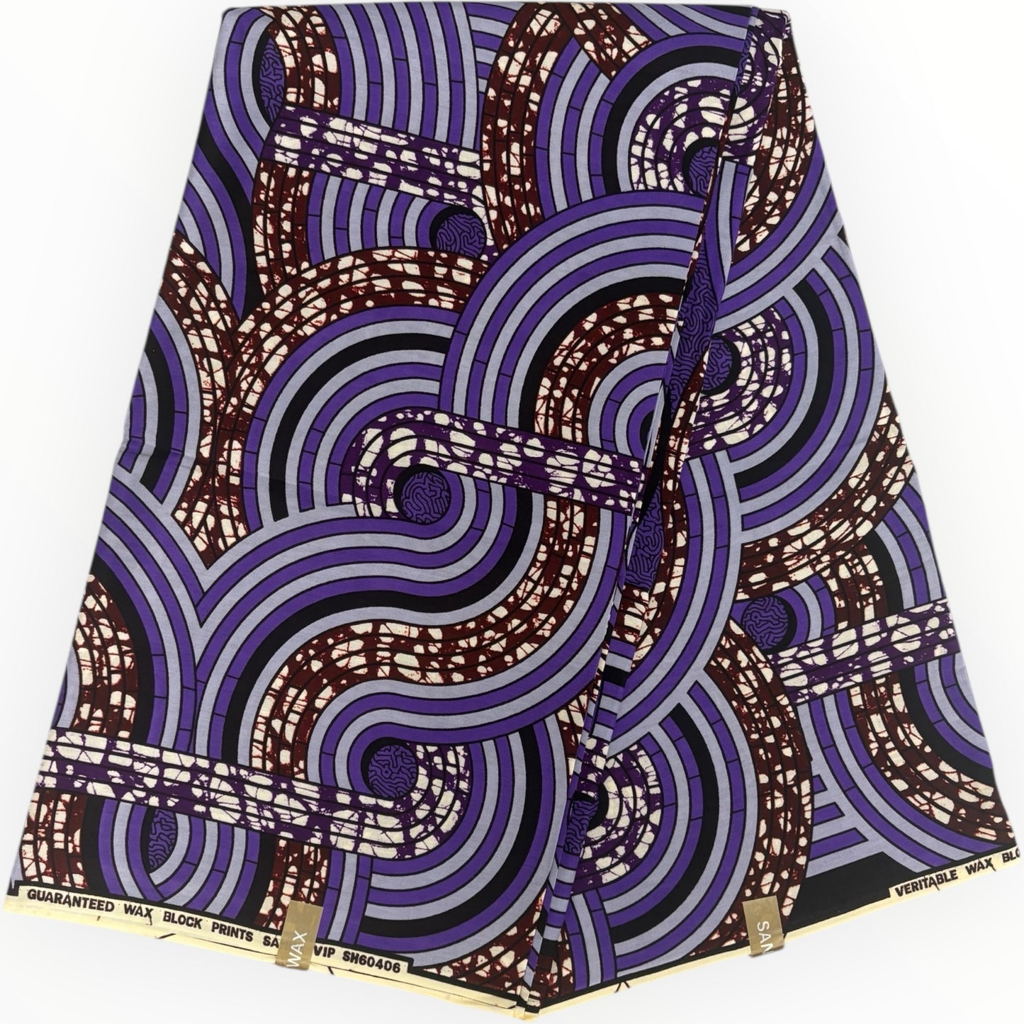 African Wax Print 6 Yards - 100% Cotton - Purple and Brown
