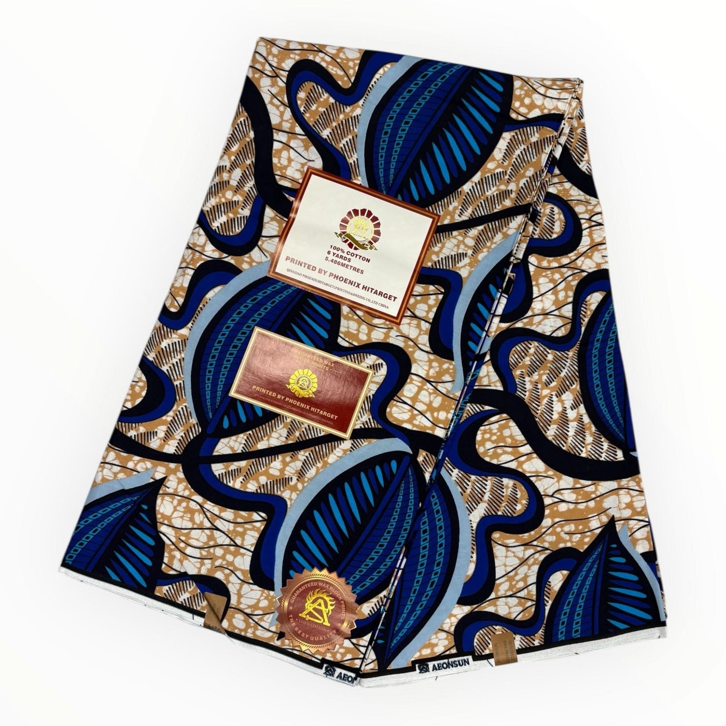Wax Hitarget 6 Yards - 100% Coton - Bronze et Bleu - Soumawax Soumawax