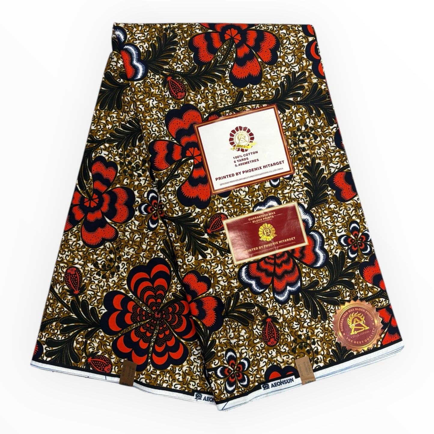 Hitarget Wax 6 Yards - 100% Cotton - Orange and Brown