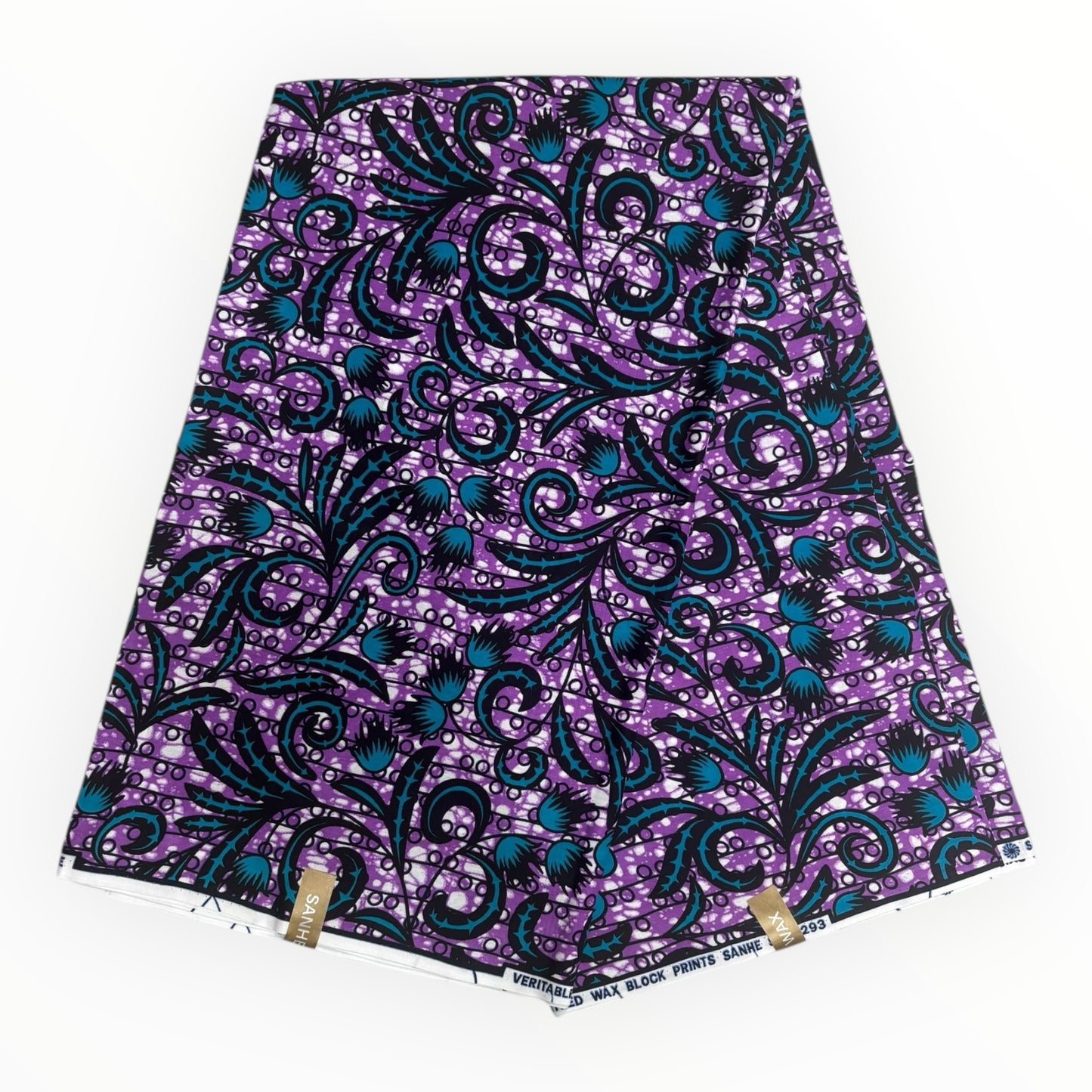 Wax Pagne Africain 6 Yards - 100% Coton - Violet et Bleu