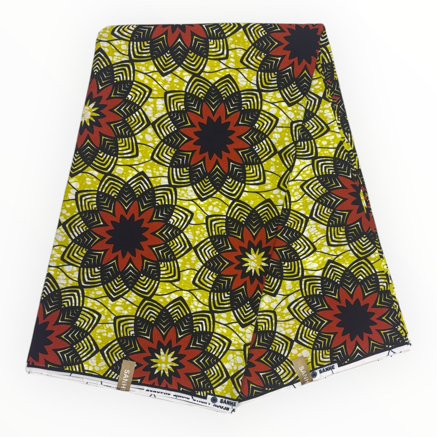 Wax Pagne Africain 6 Yards - 100% Coton - Vert et Marron