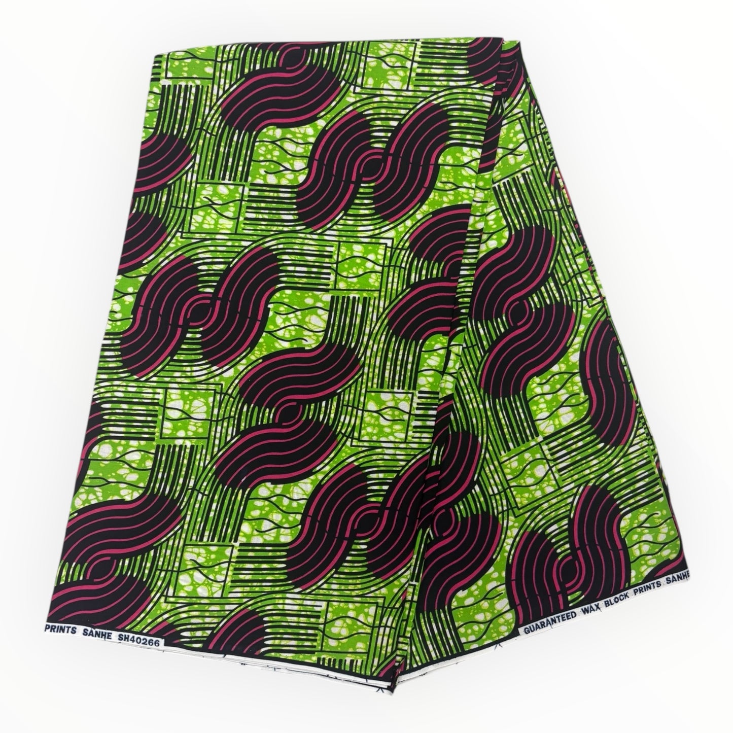 Wax Pagne Africain 6 Yards - 100% Coton - Vert et Rose