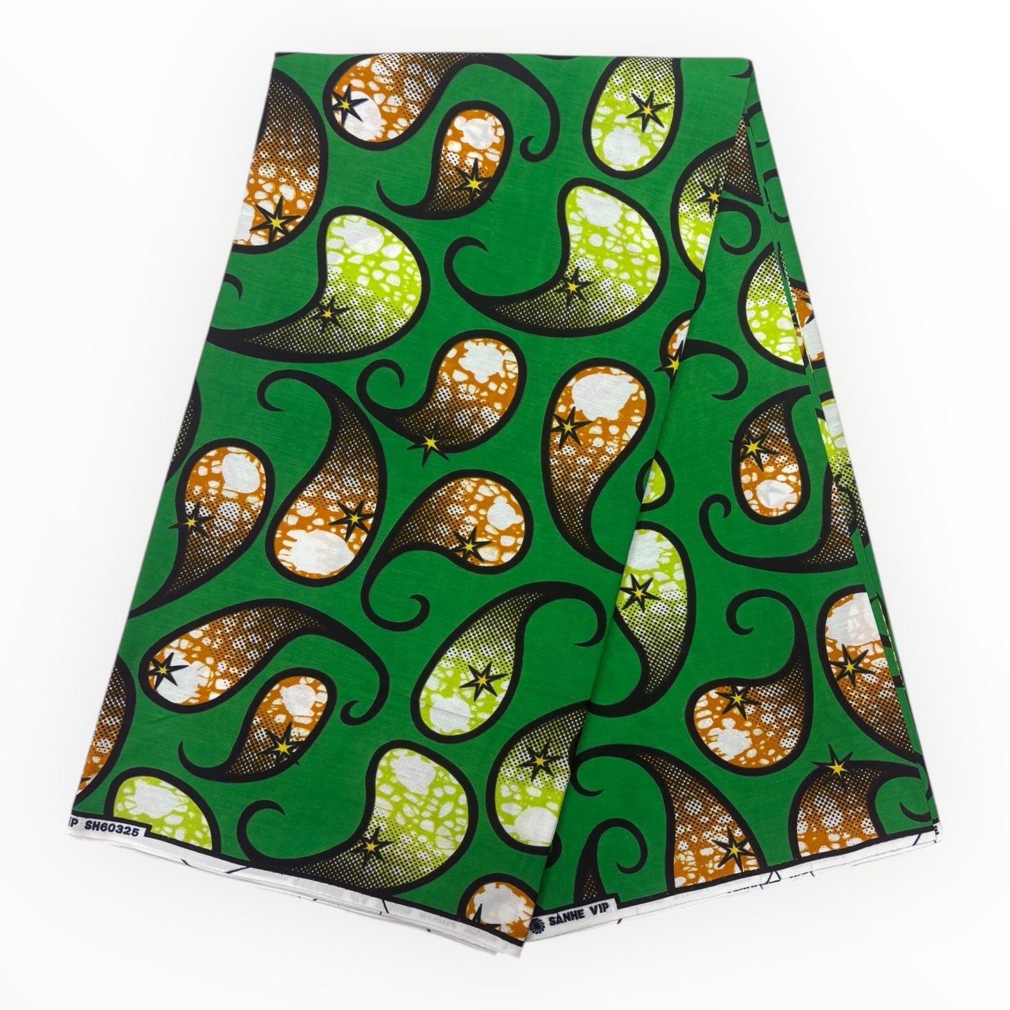Stampa cerata africana 6 iarde - 100% cotone - Verde e marrone