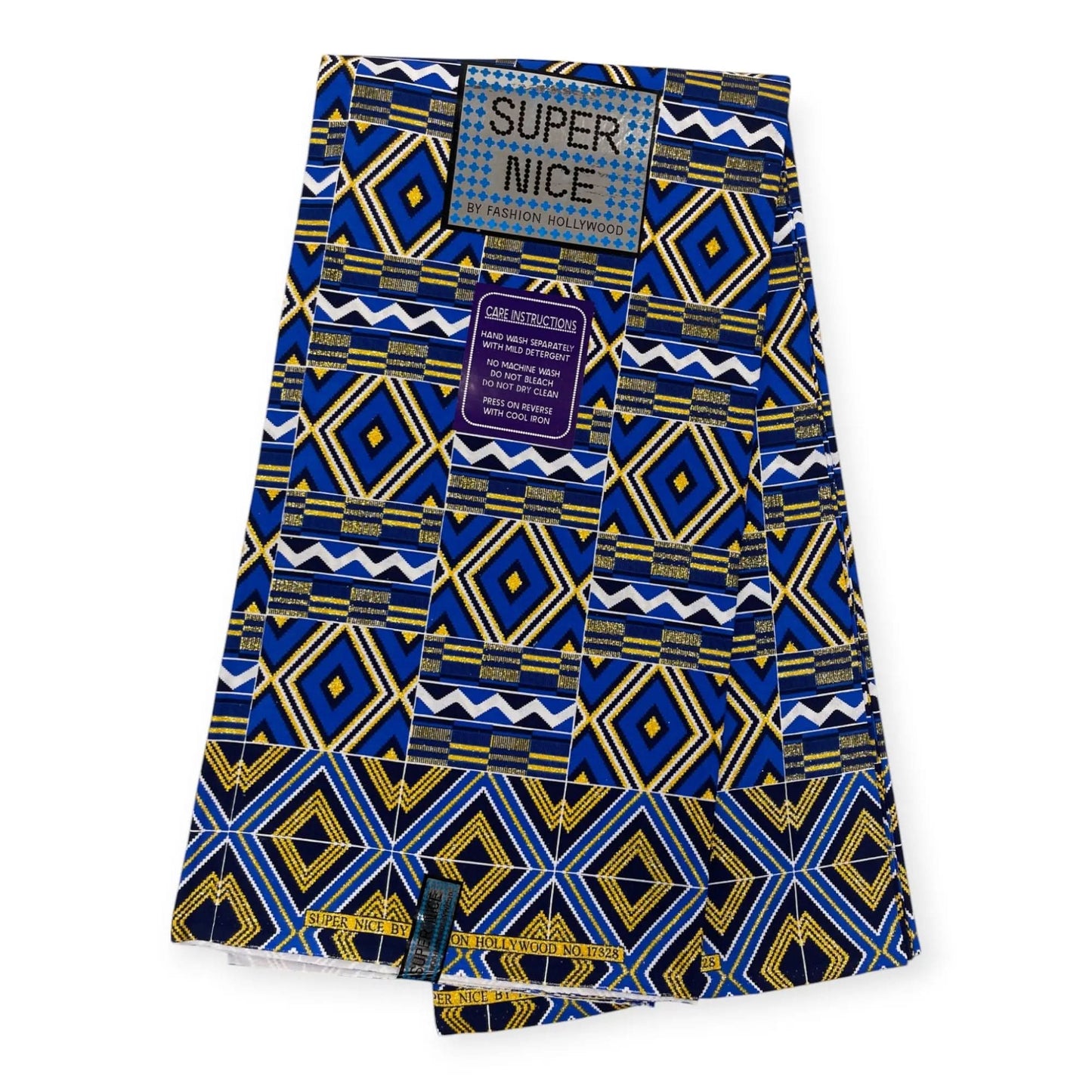 Wax Brillant Super Nice 6 Yards - 100% Coton - Bleu foncé & Or Soumawax Soumawax