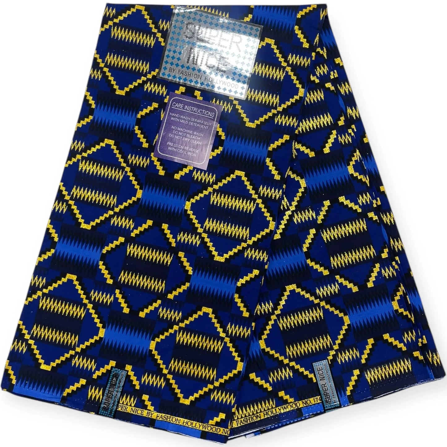 Wax Brillant Super Nice 6 Yards - Bleu, Noir et Or Soumawax