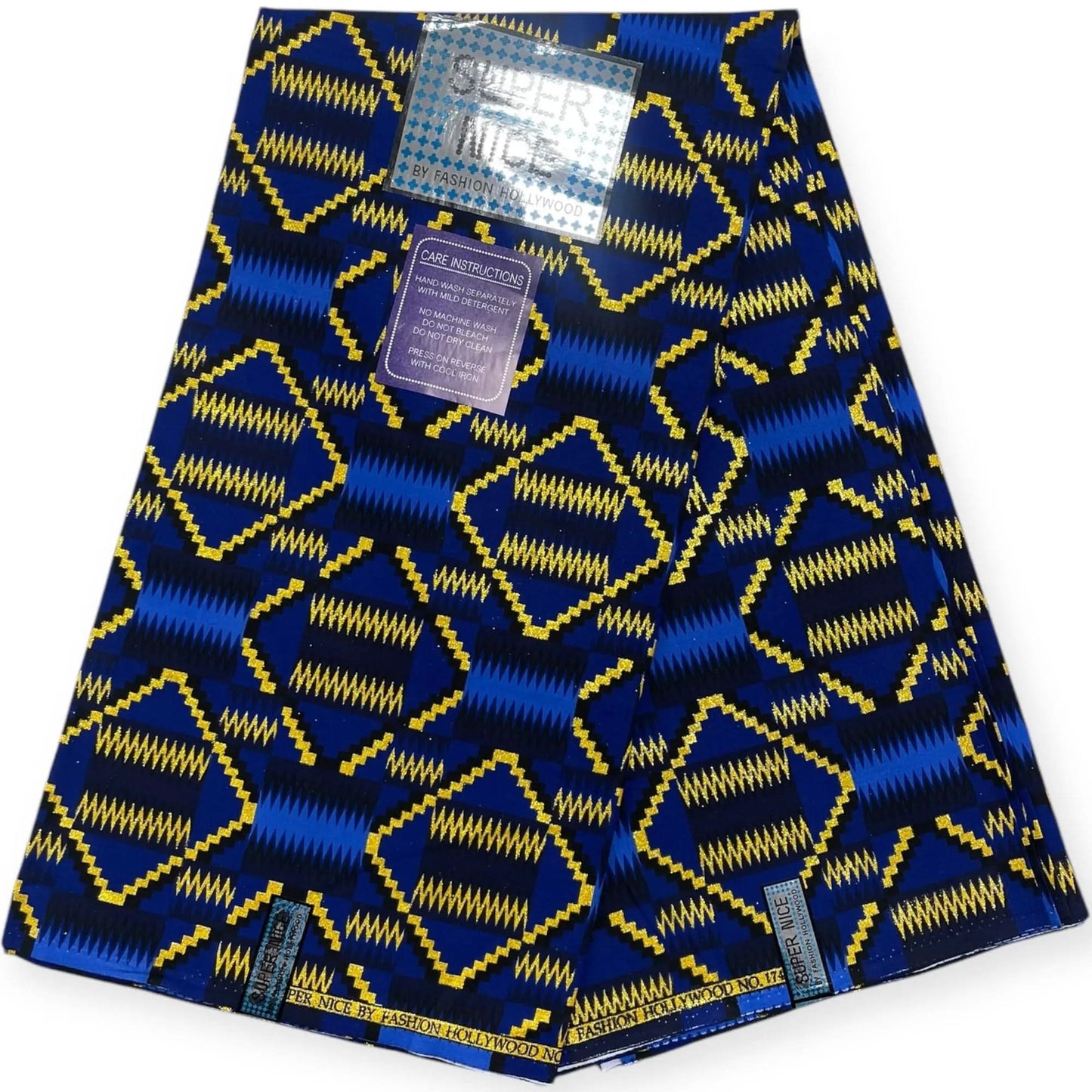 Wax Brillant Super Nice 6 Yards - Bleu, Noir et Or Soumawax Soumawax