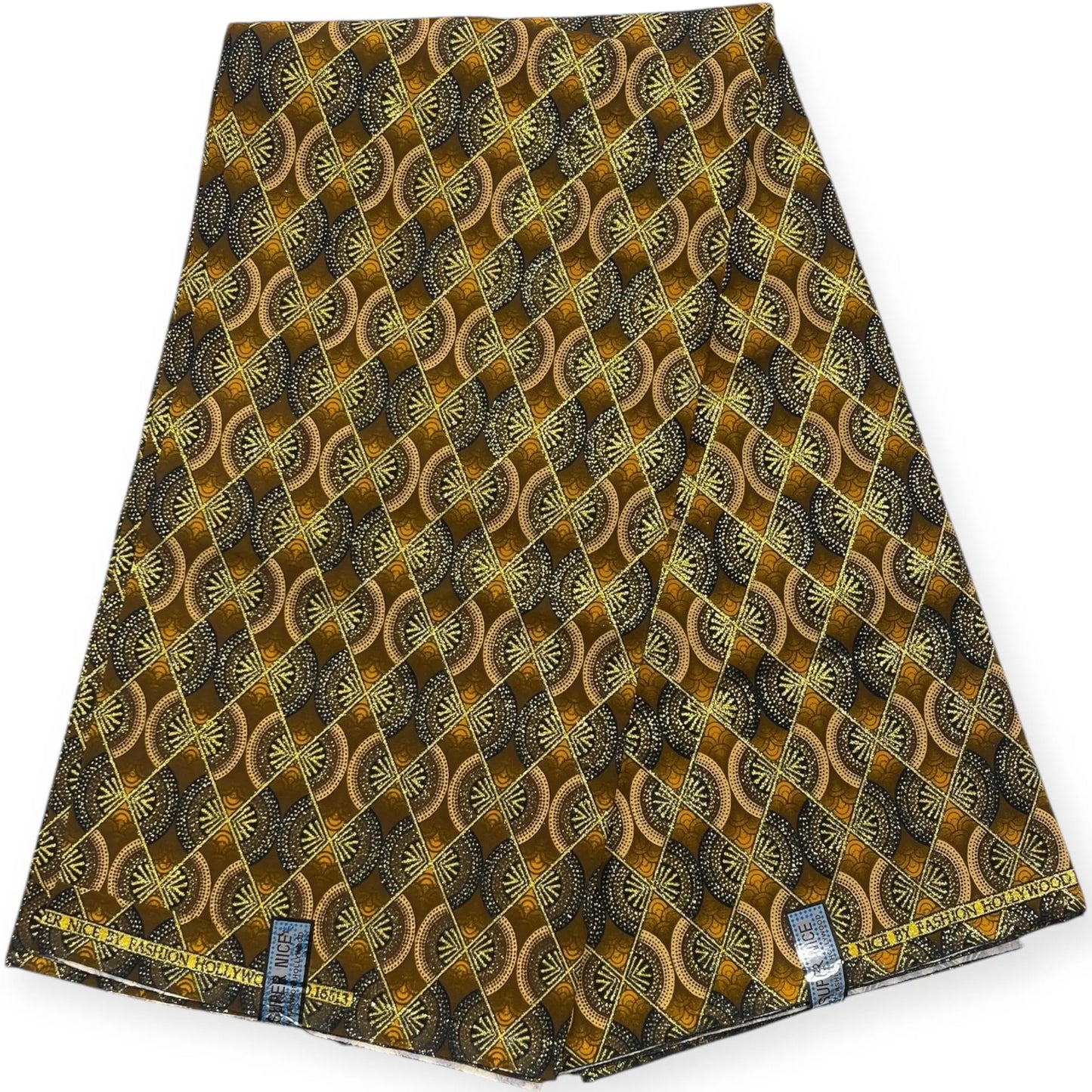 Wax Brillant Super Nice 6 Yards - Marron et Or Soumawax