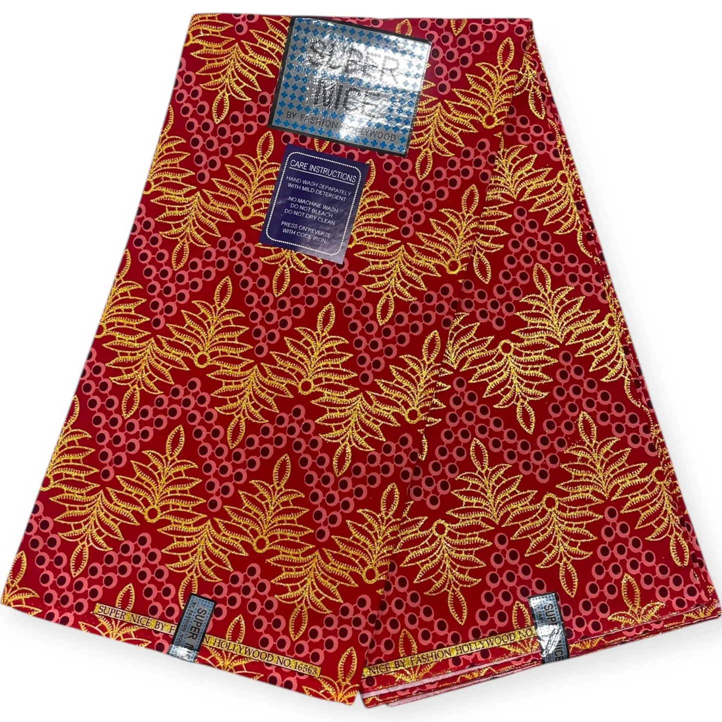 Wax Brillant Super Nice 6 Yards - Rouge, Rose et Or Soumawax