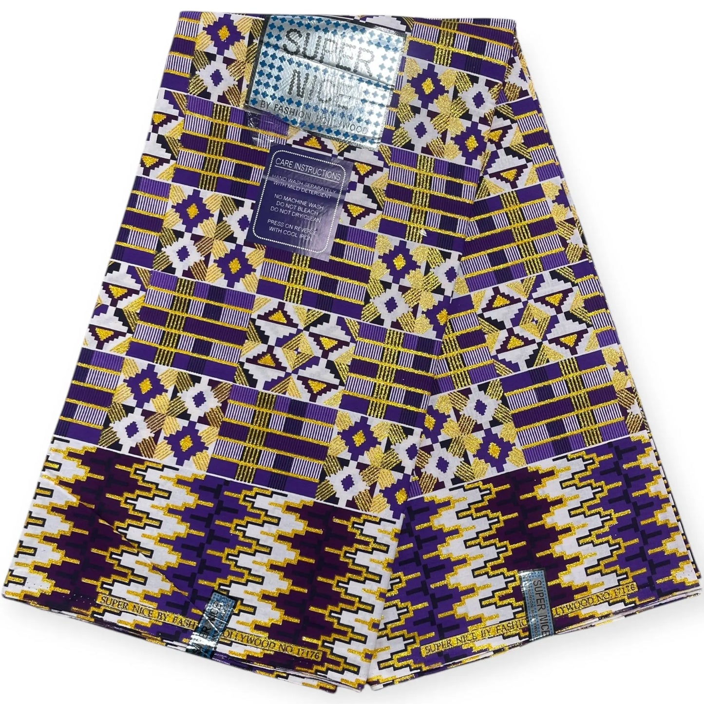 Wax Brillant Super Nice 6 Yards - Violet, Blanc et Or Soumawax