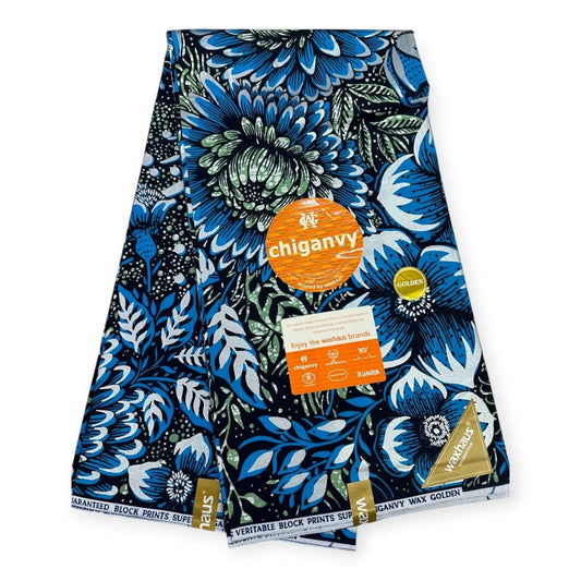 Wax Demi Super Brillant 6 Yards - 100% Coton - Bleu & Vert by Chiganvy Soumawax Soumawax