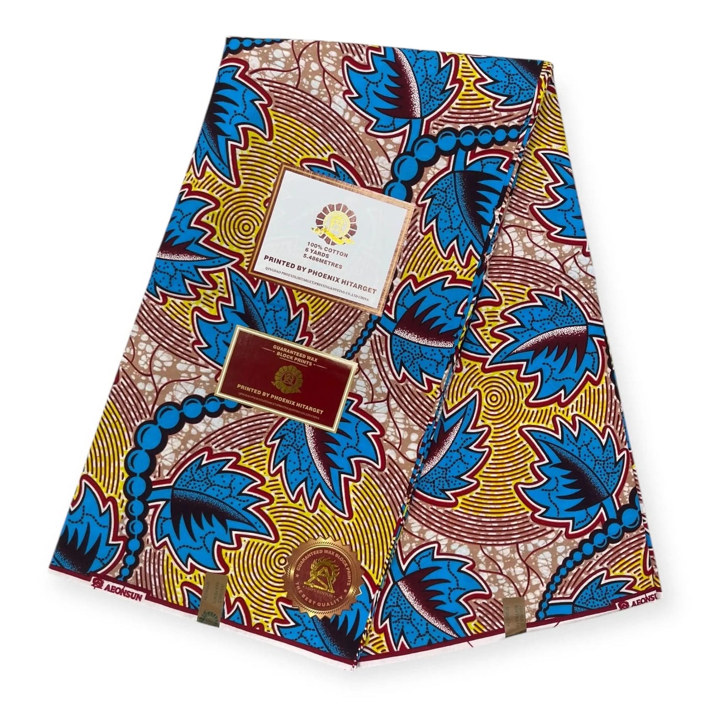 Wax Hitarget 6 Yards - 100% Coton - Bleu, Jaune & Rouge Soumawax Soumawax