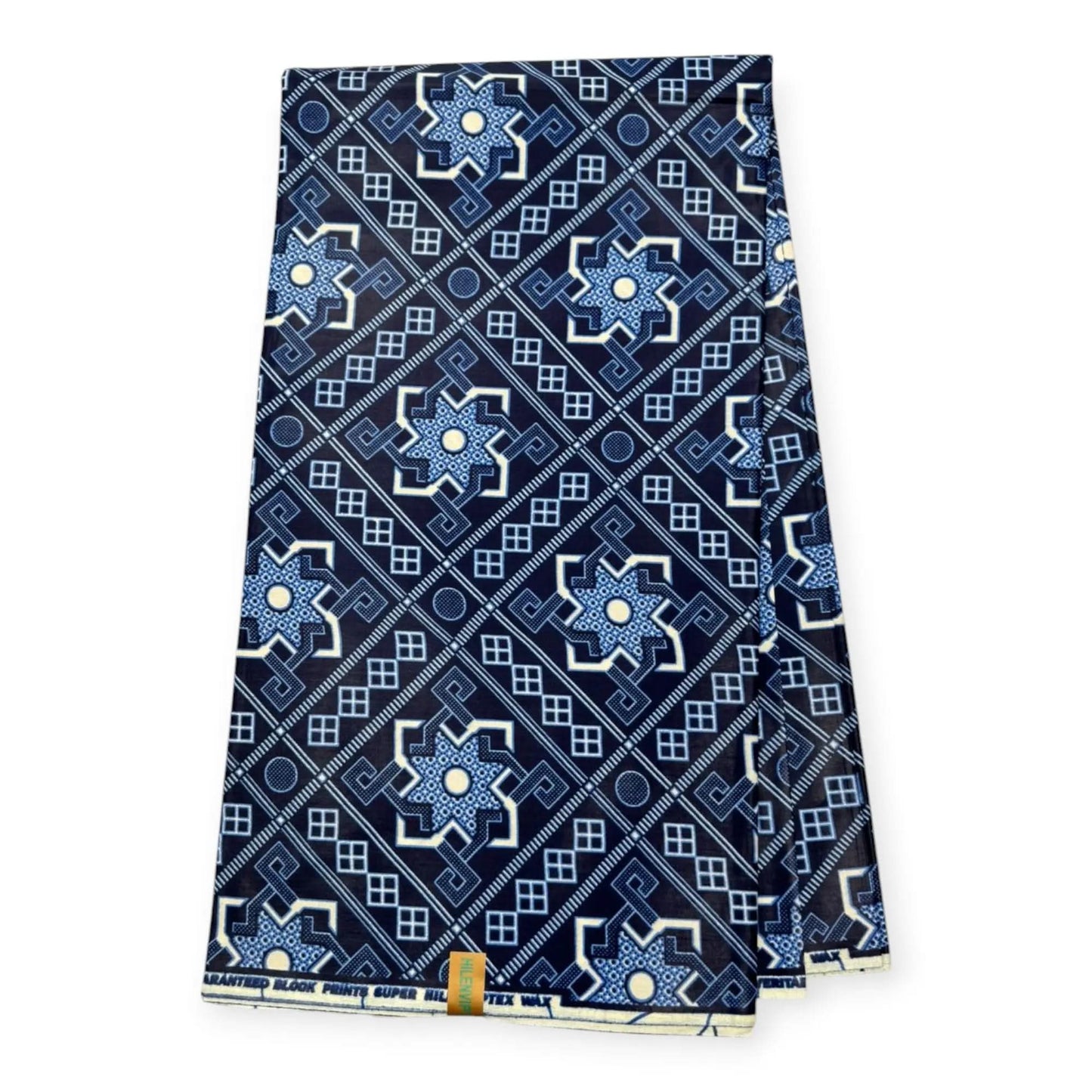 Wax Pagne Africain 6 Yards - 100% Coton - Bleu - Satiné Soumawax Soumawax