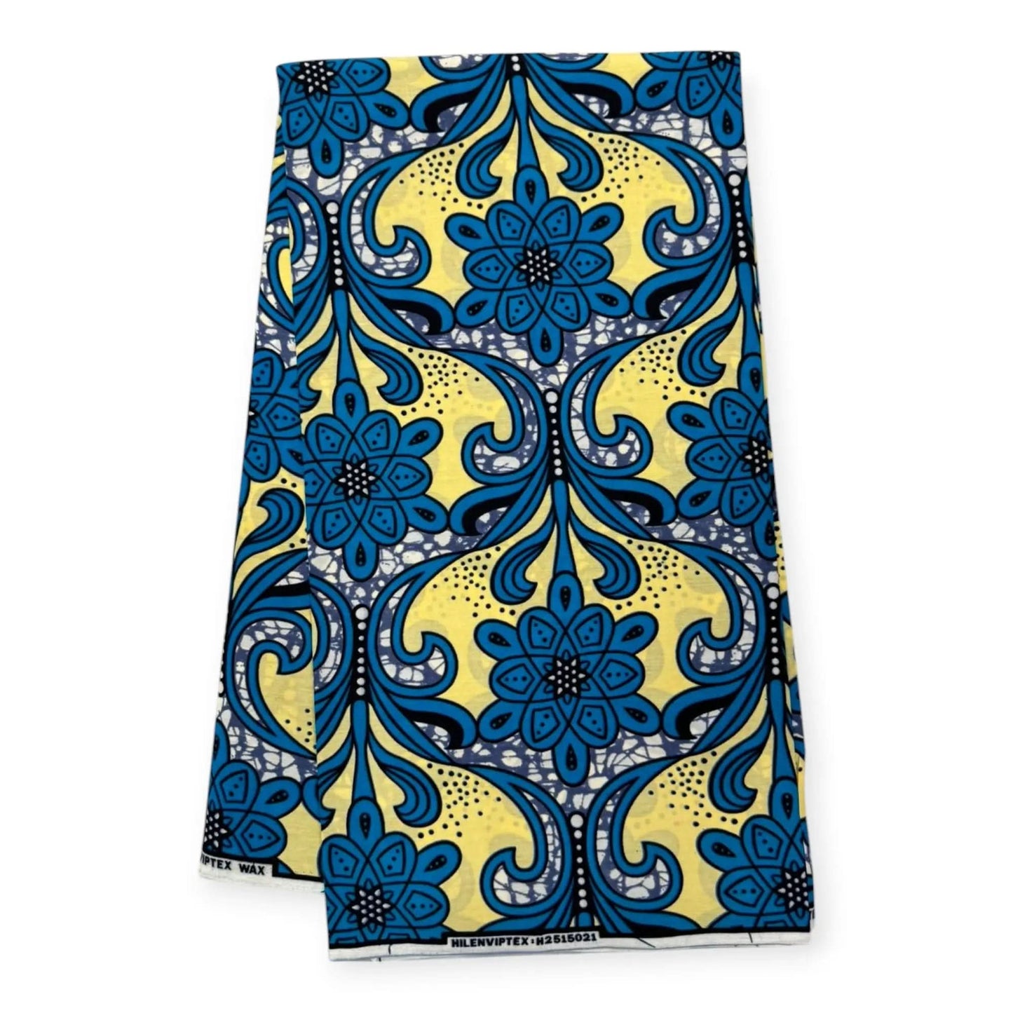 Wax Pagne Africain 6 Yards - 100% Coton - Bleu & Beige Soumawax Soumawax