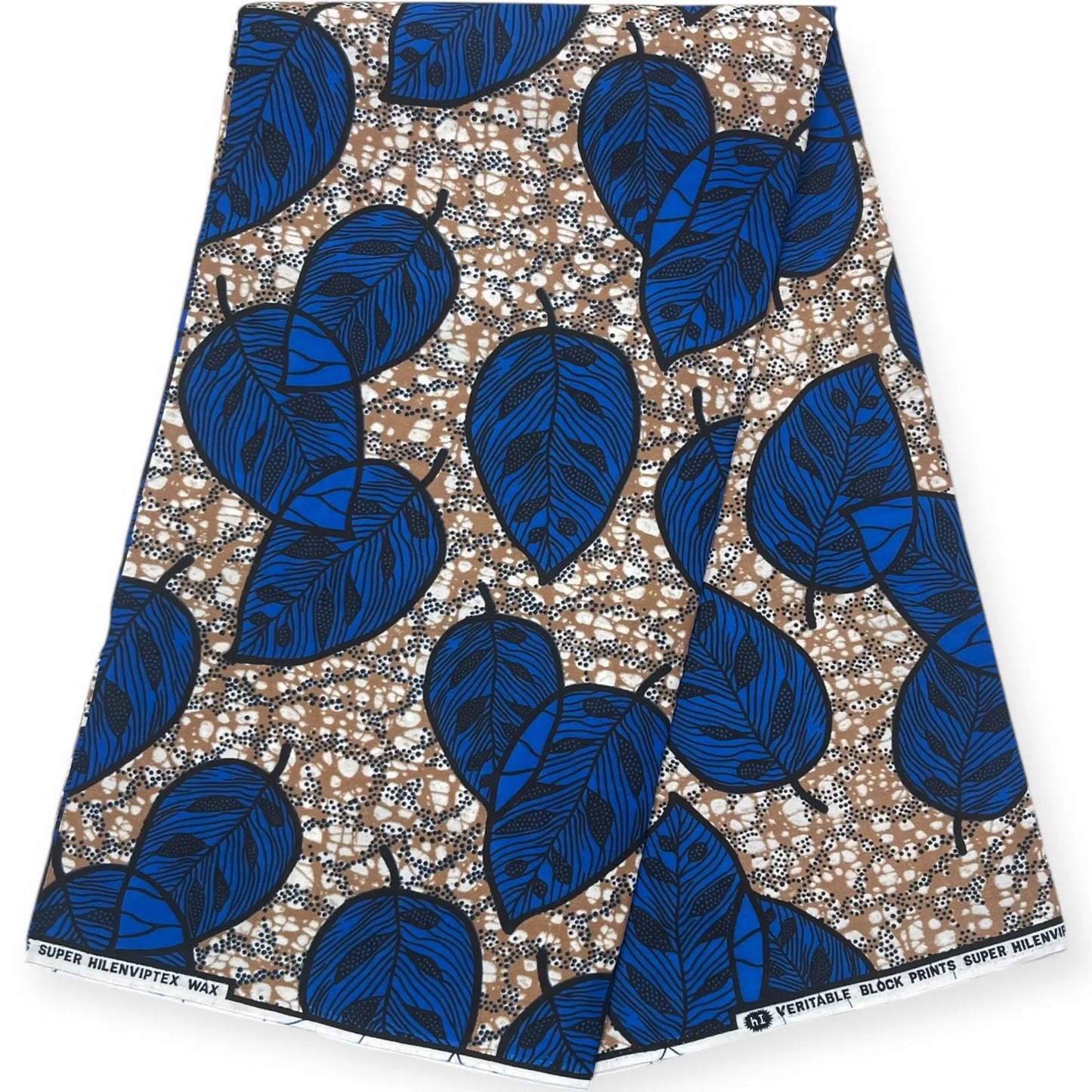 Wax Pagne Africain 6 Yards - 100% Coton - Bleu & Marron Soumawax