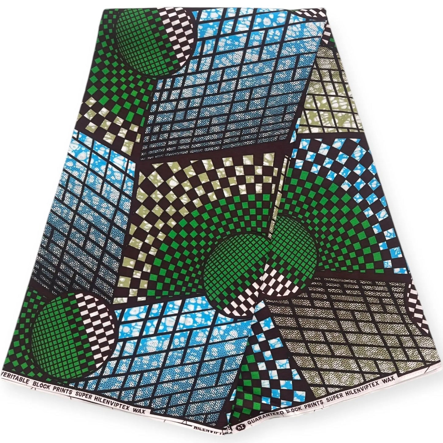 Wax Pagne Africain 6 Yards - 100% Coton - Bleu & Vert Soumawax