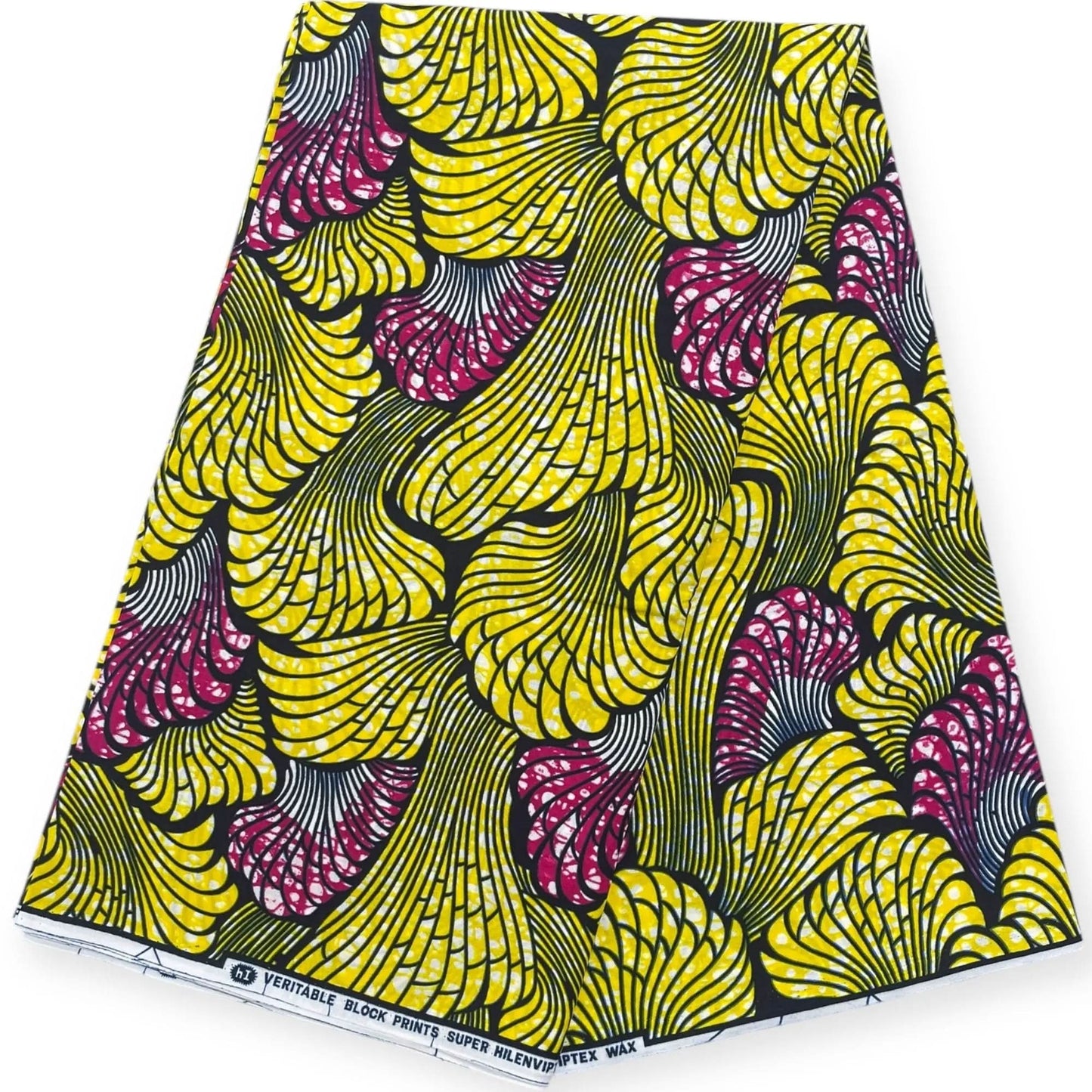Wax Pagne Africain 6 Yards - 100% Coton - Jaune & Rose Soumawax Soumawax