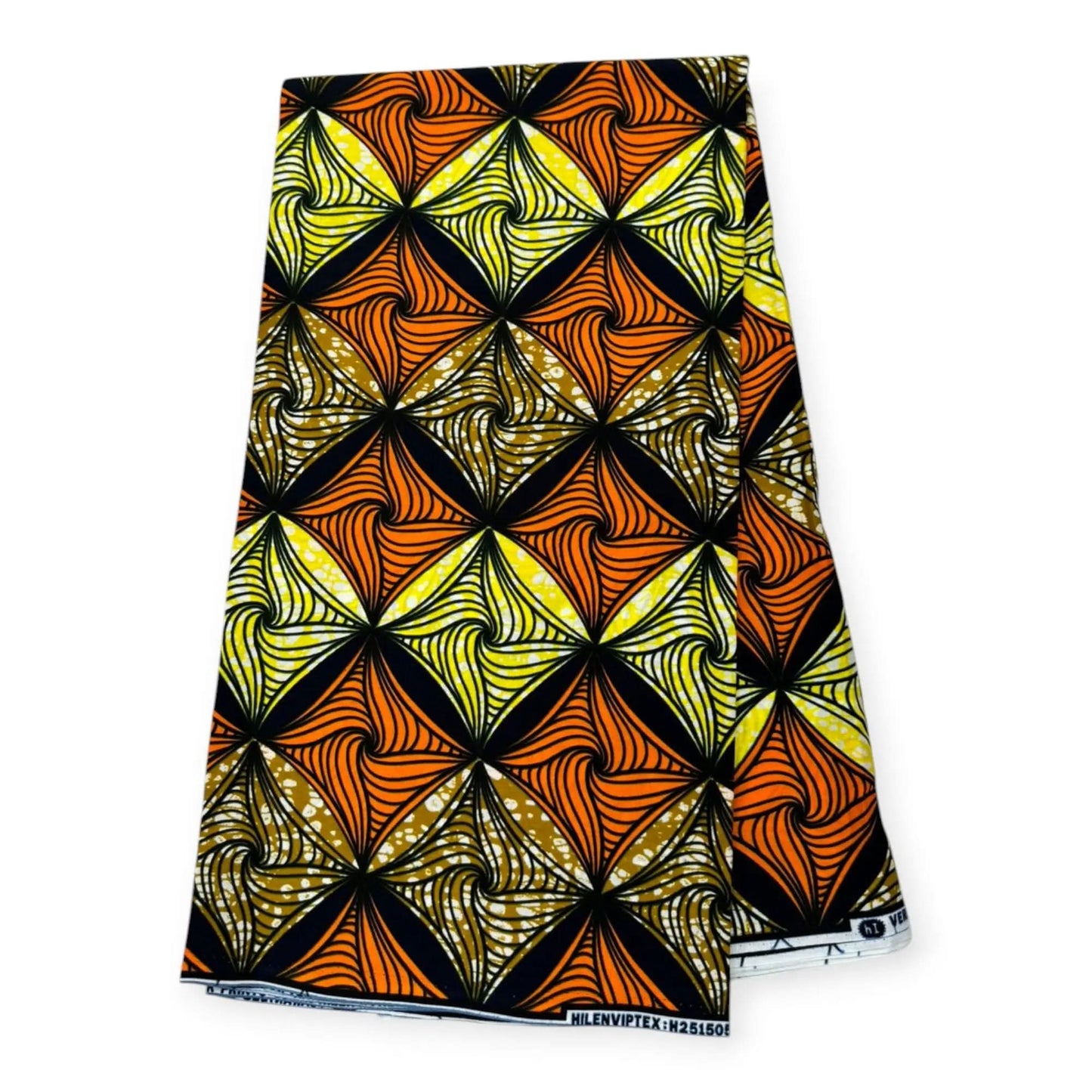 Wax Pagne Africain 6 Yards - 100% Coton - Orange, Marron & Jaune Soumawax Soumawax