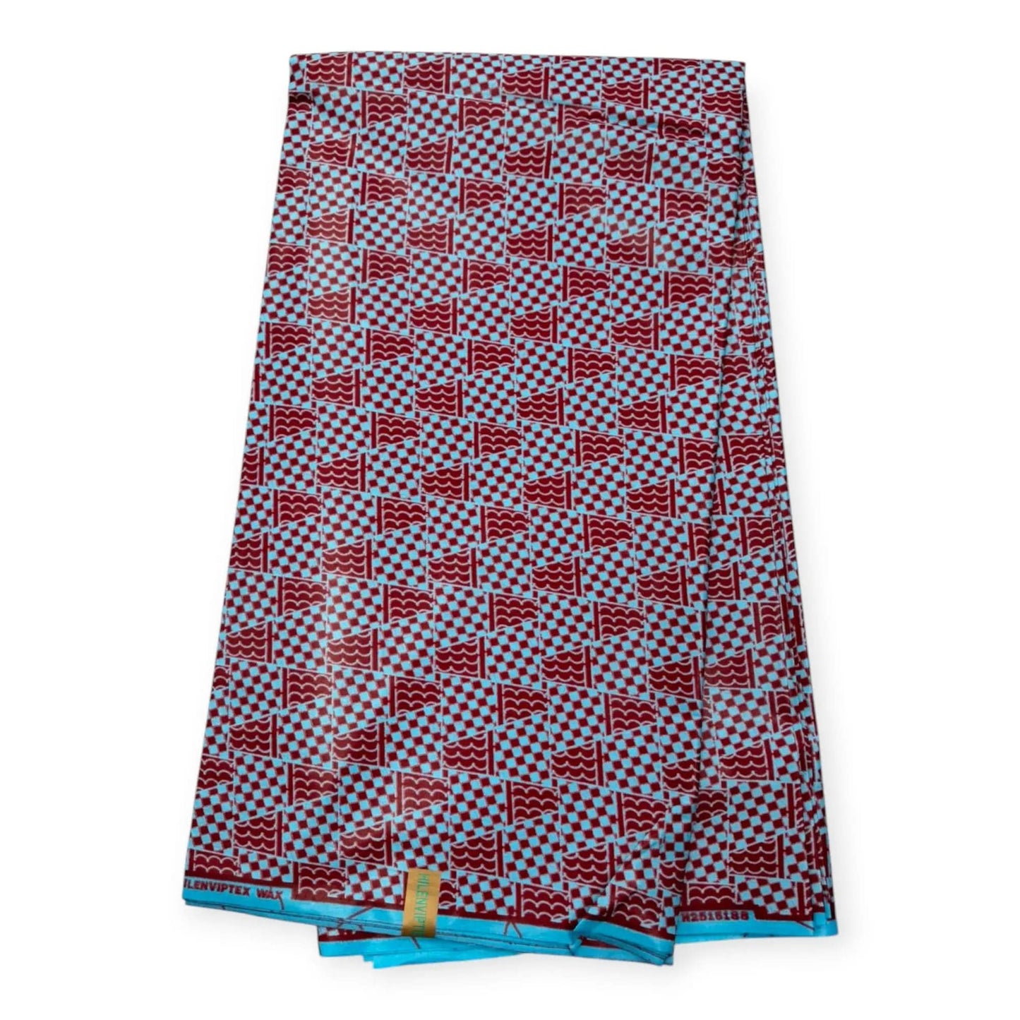 Wax Pagne Africain 6 Yards - 100% Coton - Rouge & Bleu - Satiné Soumawax Soumawax