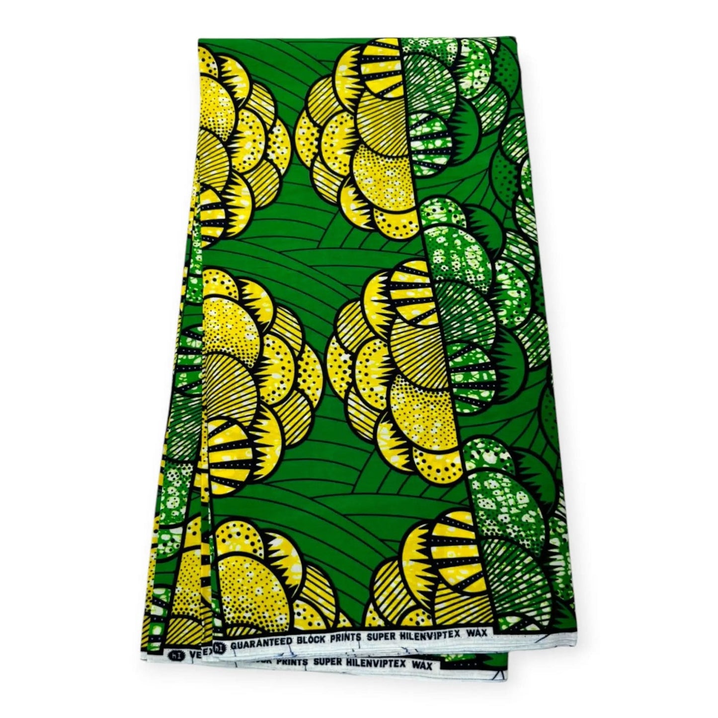 Wax Pagne Africain 6 Yards - 100% Coton - Vert & Jaune Soumawax Soumawax