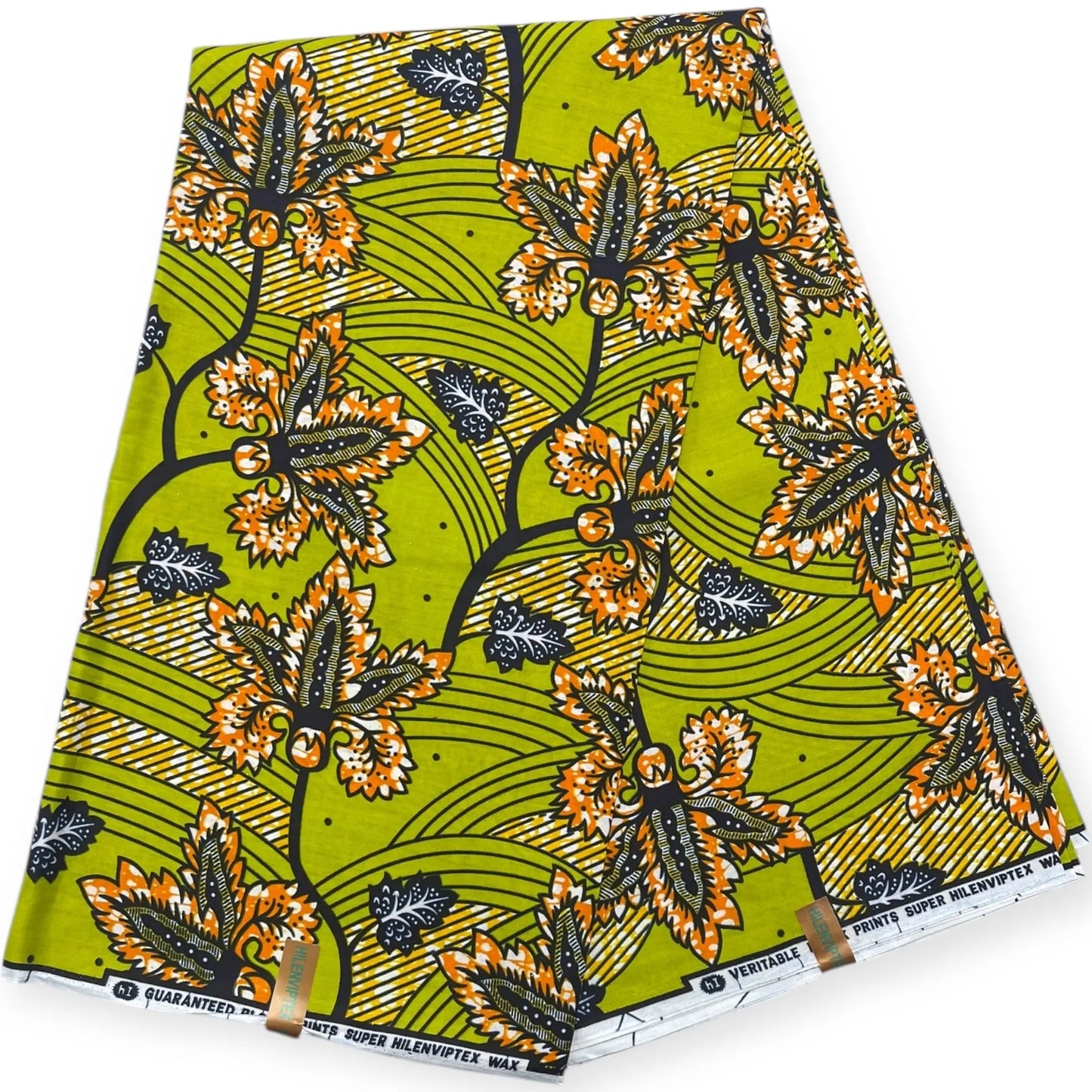 Wax Pagne Africain 6 Yards - 100% Coton - Vert & Orange Soumawax