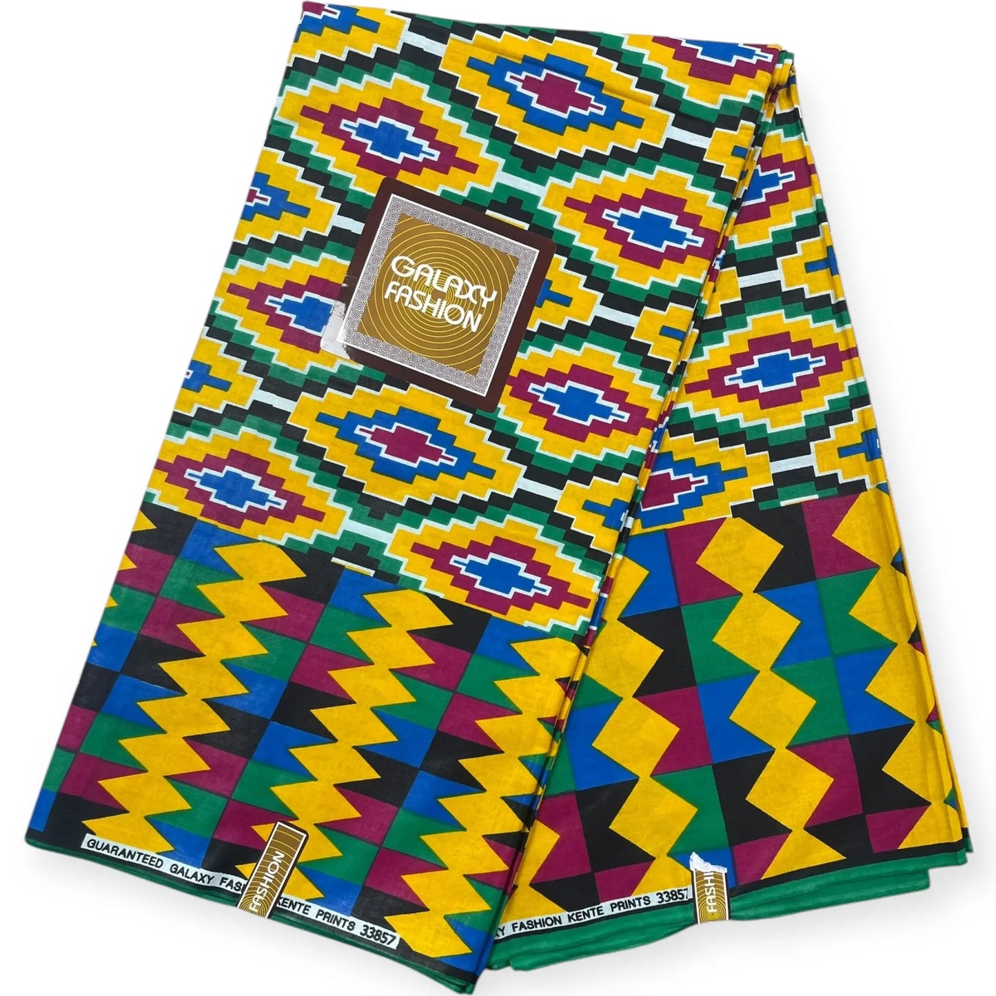 Wax Pagne Africain Kente 6 Yards - 100% Coton - Jaune - Soumawax