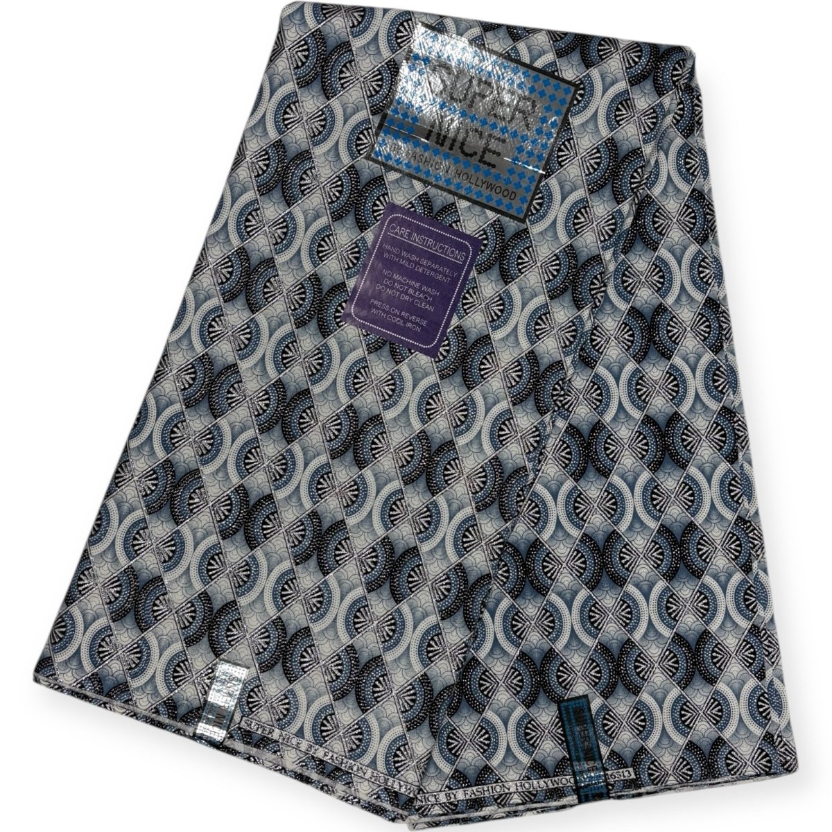 Pagne Wax Brillant Super Nice 6 Yards - Gris et Argenté - Soumawax Soumawax
