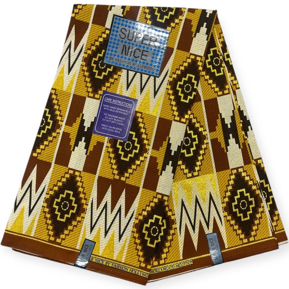 Pagne Wax Brillant Super Nice 6 Yards - Marron et Or - Soumawax Soumawax