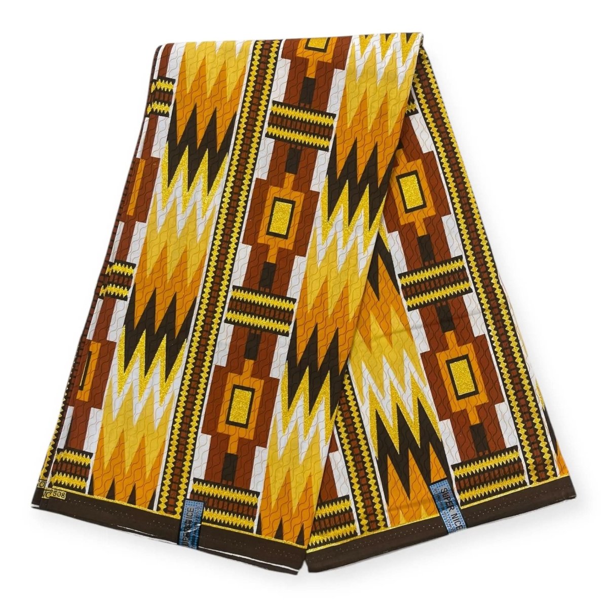 Pagne Wax Brillant Super Nice 6 Yards - Marron et Or - Soumawax Soumawax