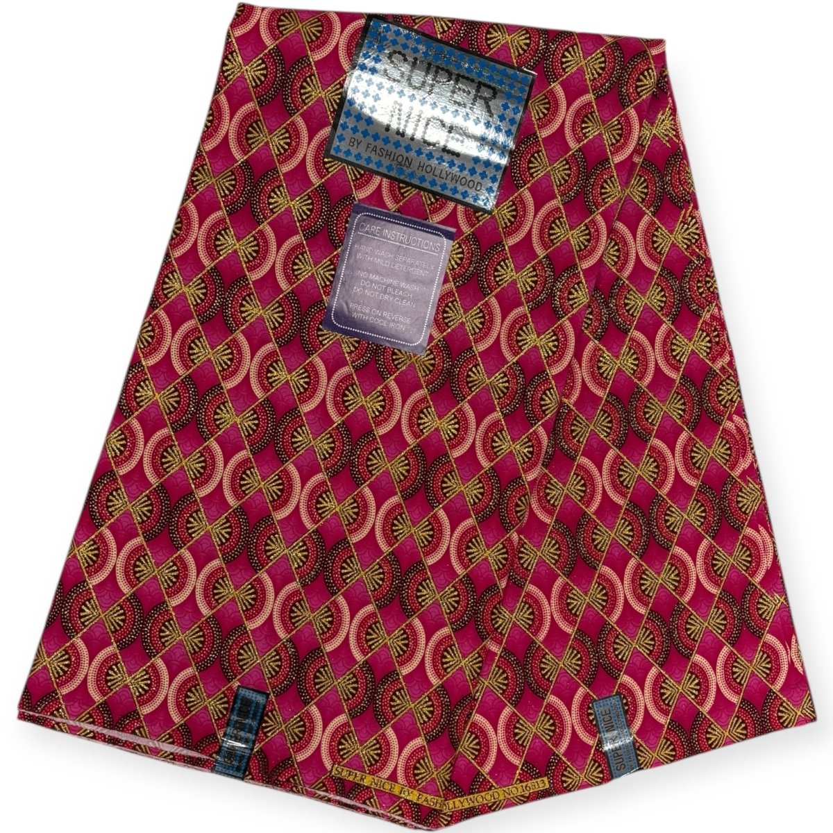 Pagne Wax Brillant Super Nice 6 Yards - Rose et Or - Soumawax Soumawax