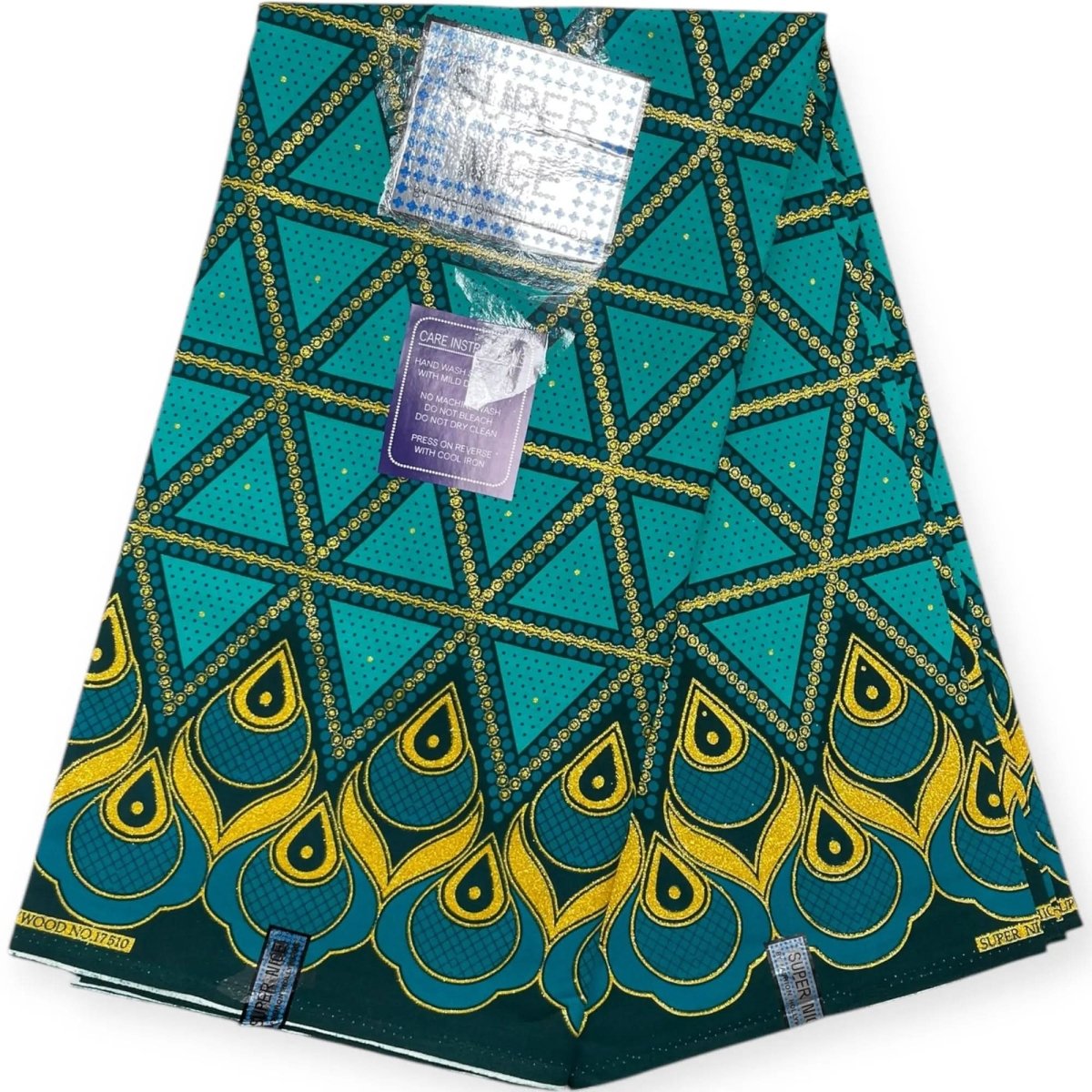 Wax Brillant Super Nice 6 Yards - Turquoise et Or Soumawax Soumawax