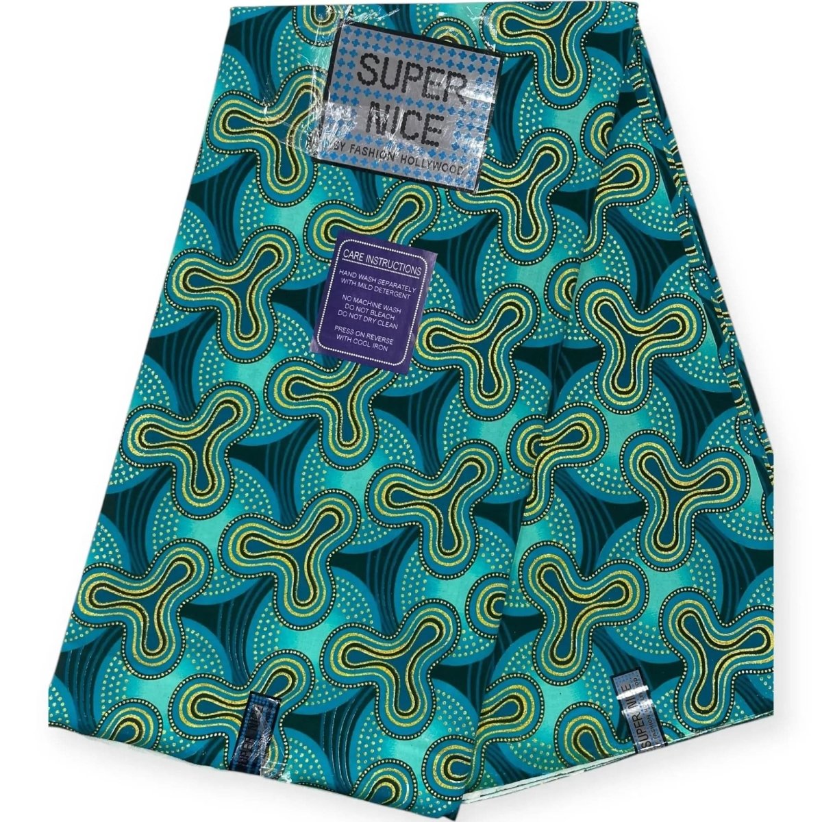 Wax Brillant Super Nice 6 Yards - Turquoise et Or Soumawax Soumawax