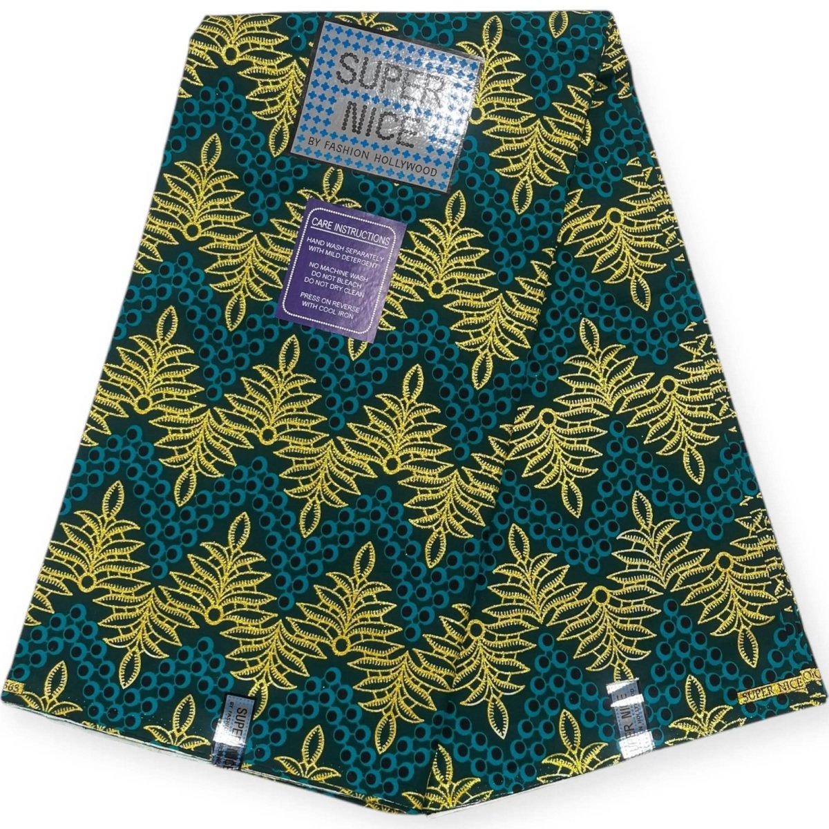Pagne Wax Brillant Super Nice 6 Yards - Vert et Or - Soumawax Soumawax