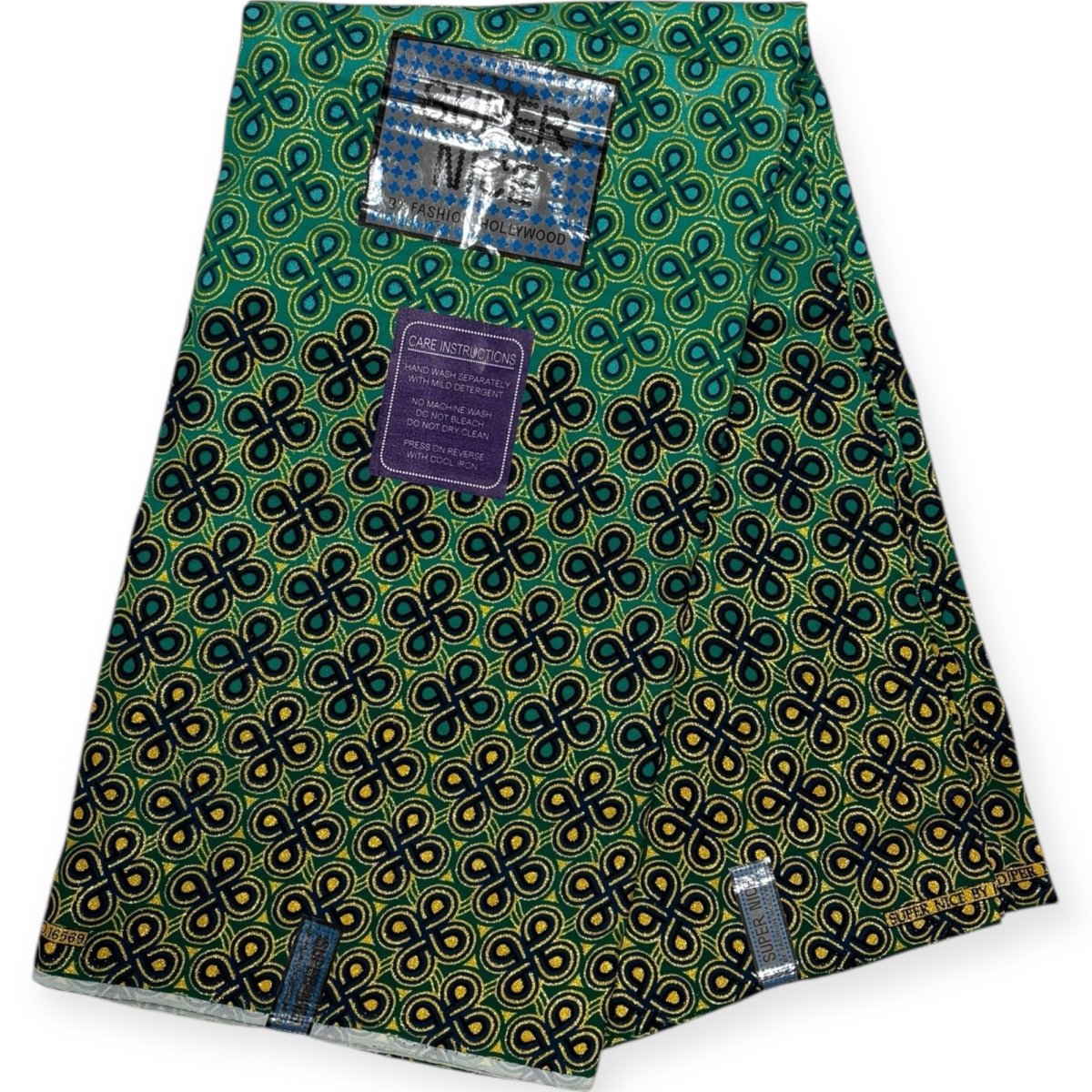 Pagne Wax Brillant Super Nice 6 Yards - Vert et Or - Soumawax Soumawax