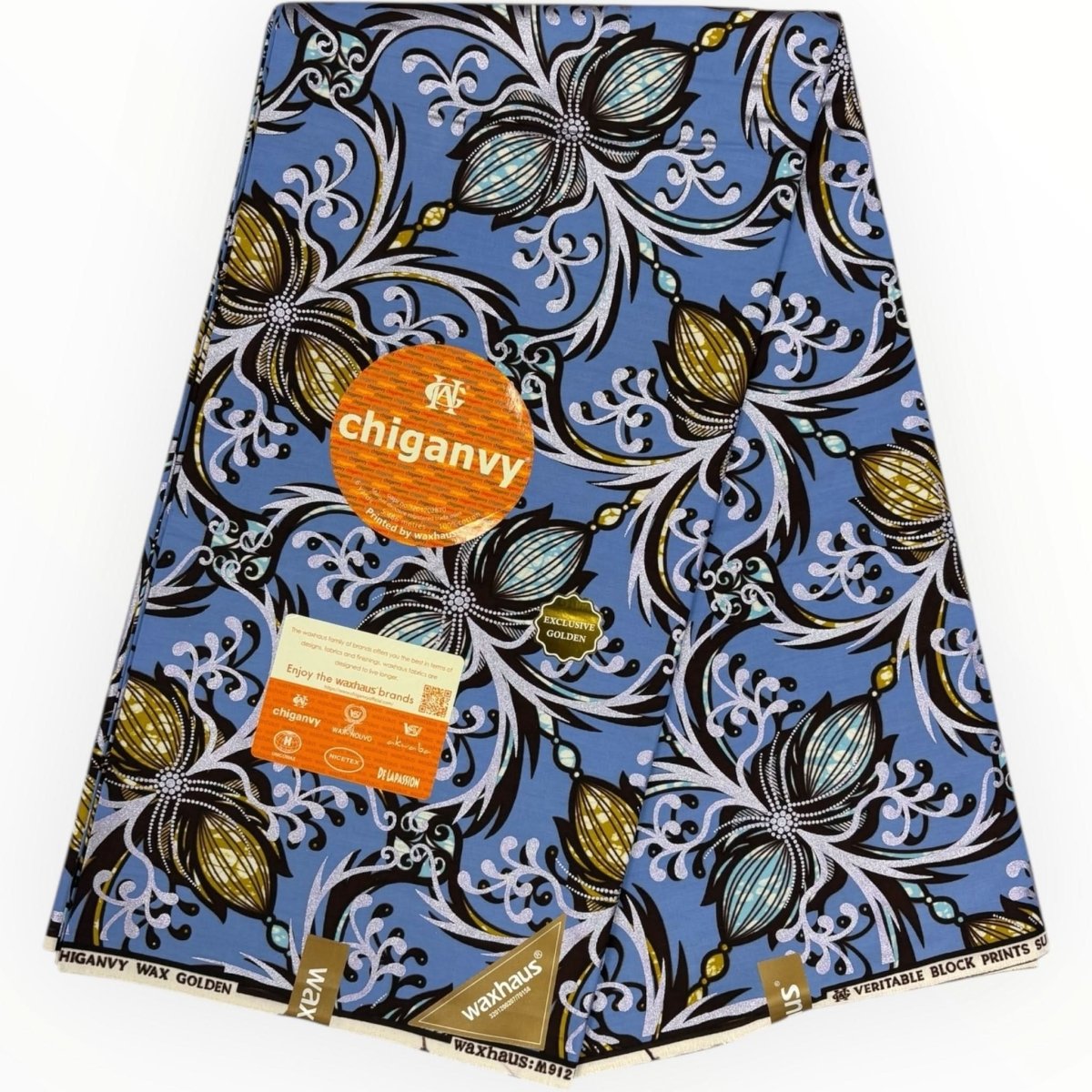 Wax Demi Super Brillant 6 Yards - 100% Coton - Mauve, Marron et Champagne by Chiganvy - Soumawax Soumawax