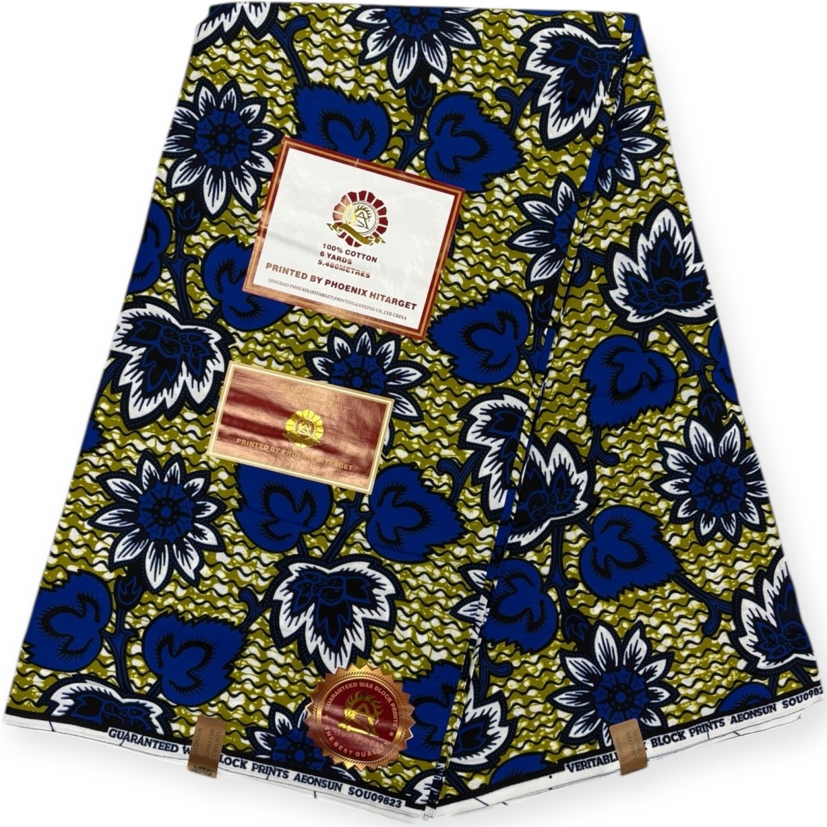 Wax Hitarget 6 Yards - 100% Coton - Champagne et Bleu - Soumawax Soumawax