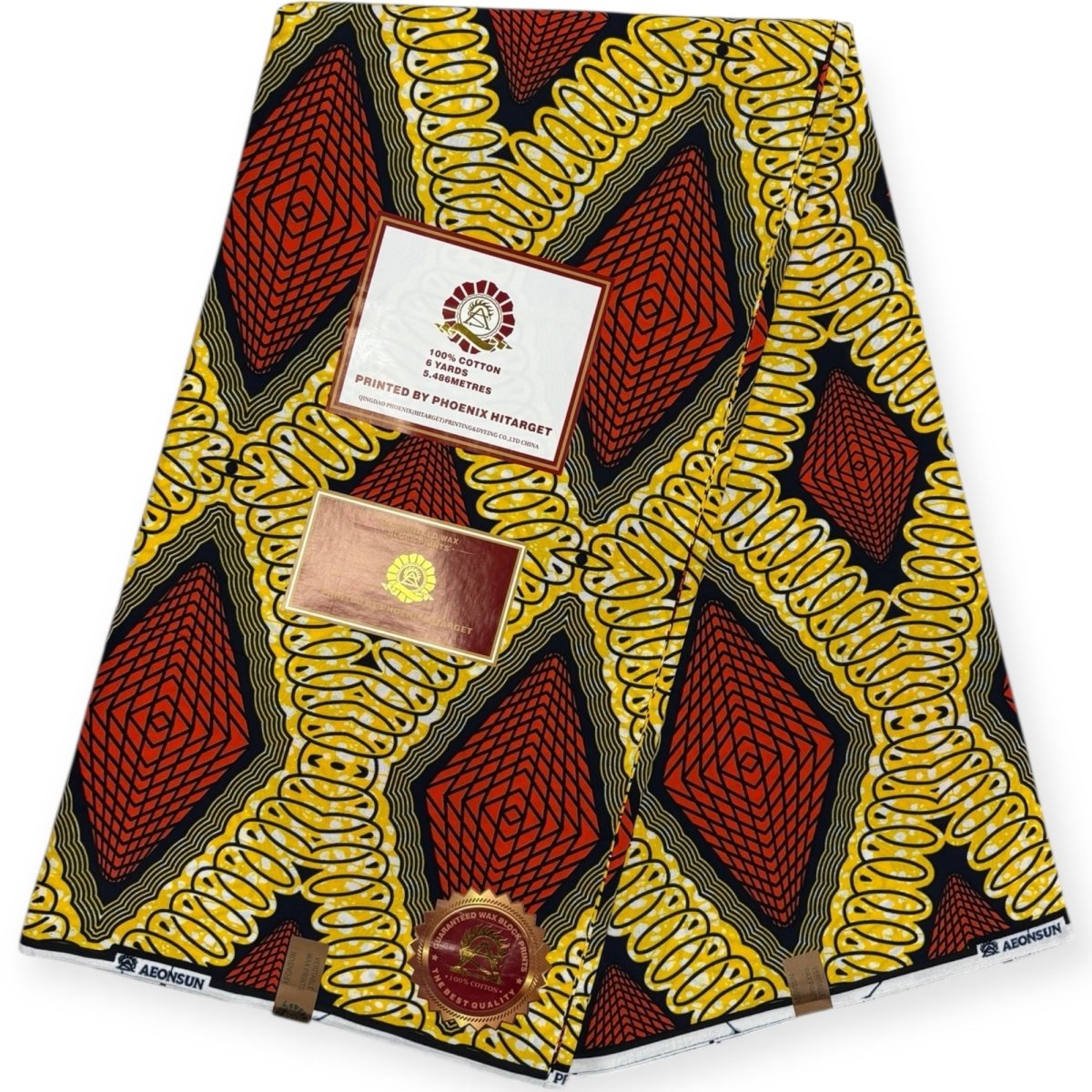 Wax Hitarget Orange Géométrique 100% coton pour couture. Soumawax